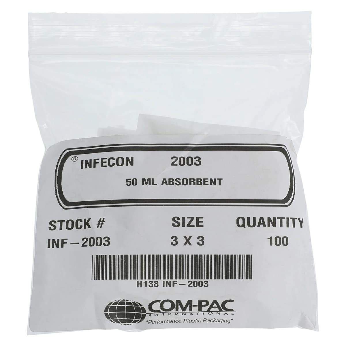 Com-Pac Intl Absorbent Sheets for 50mL Shipper, 3x3", 100/Box - Shipper Absorbant Sheets 50mL - Image 1