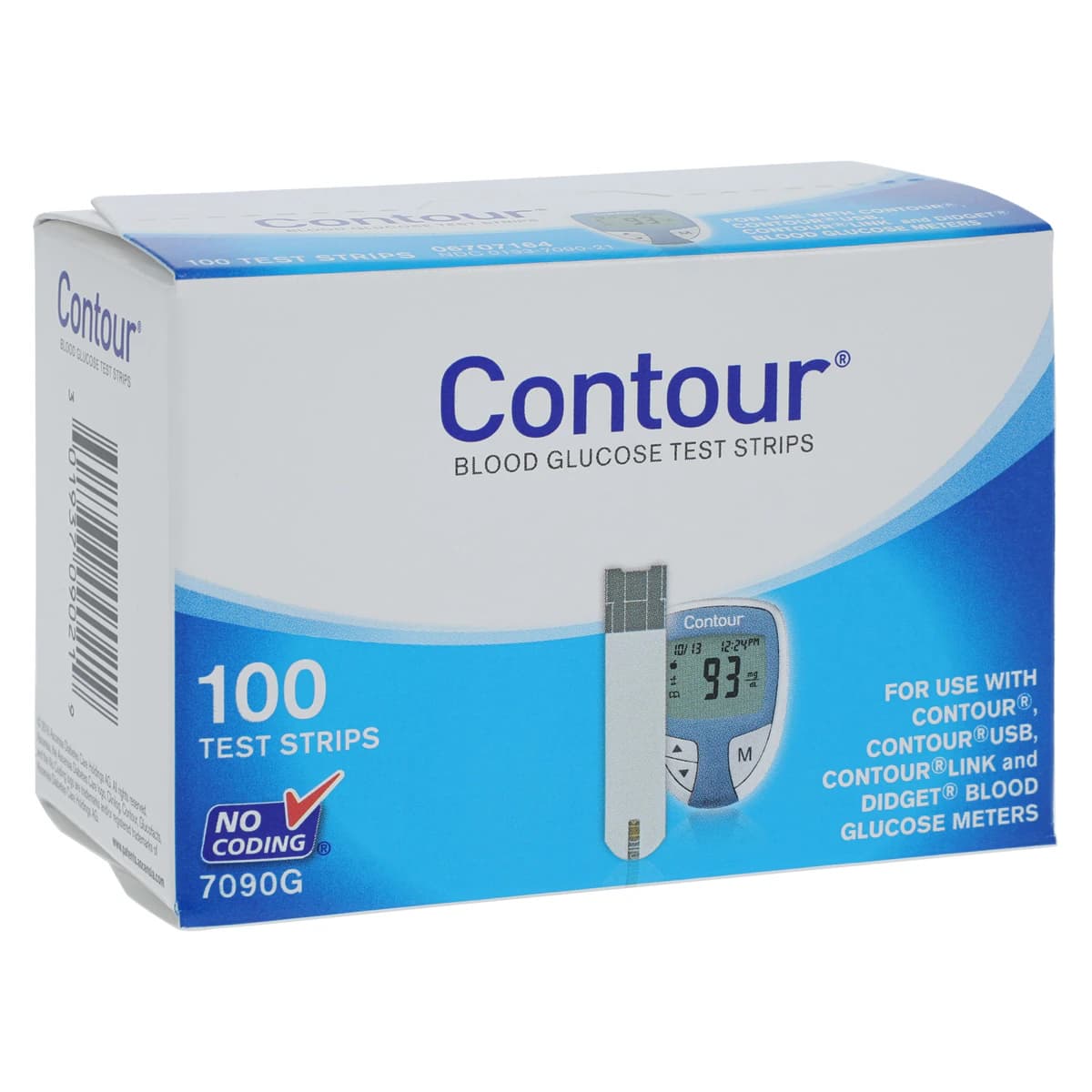 Contour Blood Glucose Test Strips, CLIA Waived, 100/Bottle - Contour Blood Glucose Strips - Image 1
