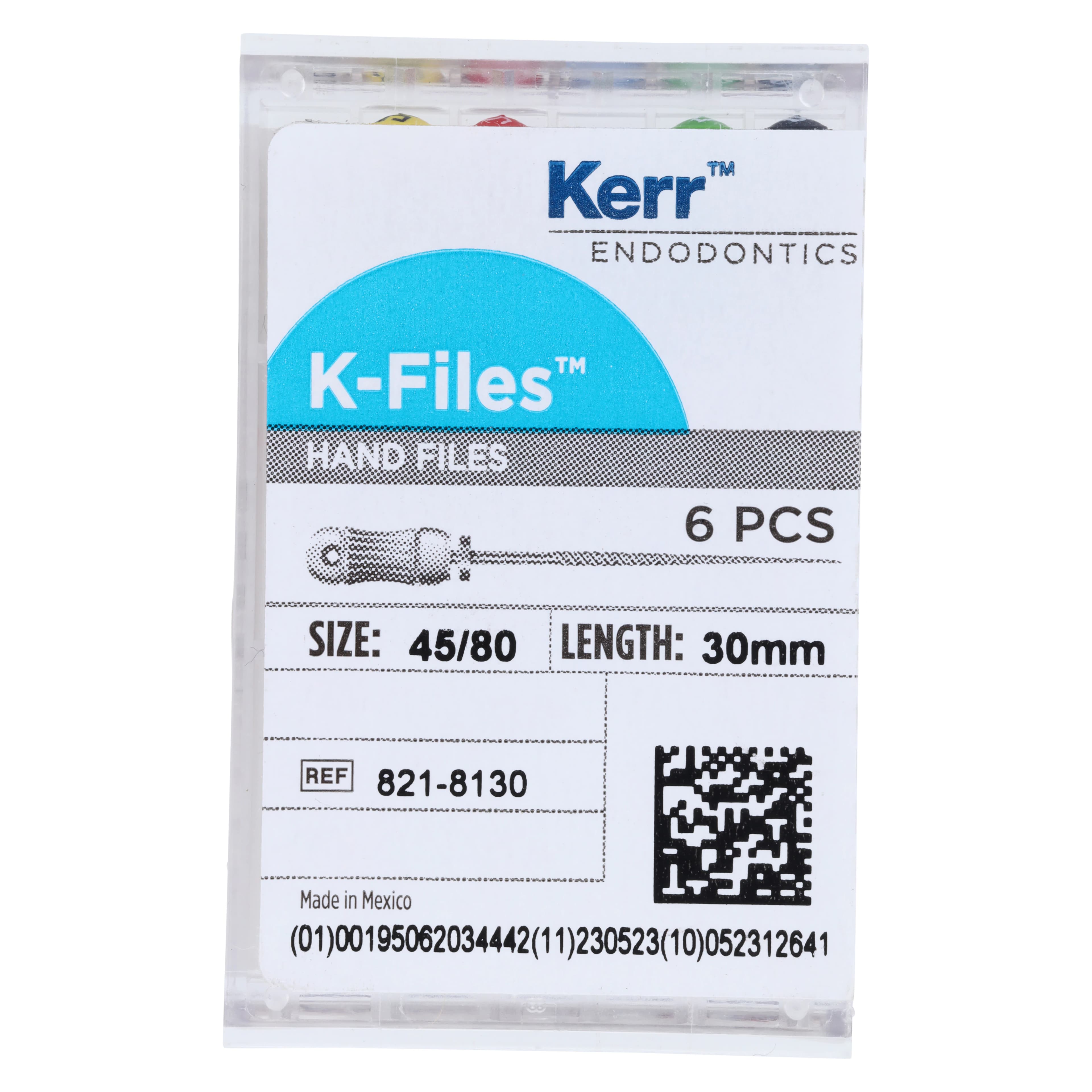 Kerr K-Files, Stainless Steel, 30mm, #45-80 Assorted, 6/Box, 821-8130 - Files K-Type 30mm #45-80 Asst 6/Bx - Image 1