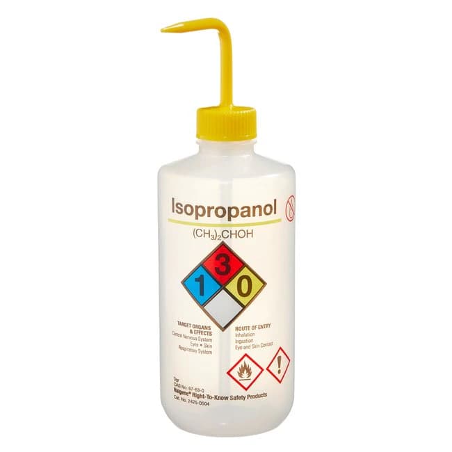 Nalgene Right-To-Know Wash Bottle for Isopropanol (IPA), Translucent, 500 mL, 6/Package - Bottle Wash R-T-K Isopropanol - Image 1