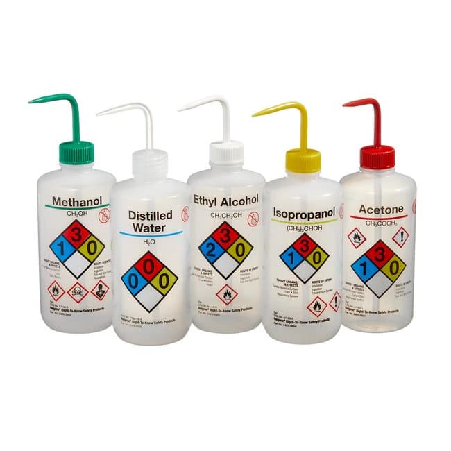 Nalgene Right-To-Know LDPE Wash Bottle, Assorted Colors, Translucent, 500 mL, 5/Pack - Bottle Wash RTK Ldpe Assorted - Image 1
