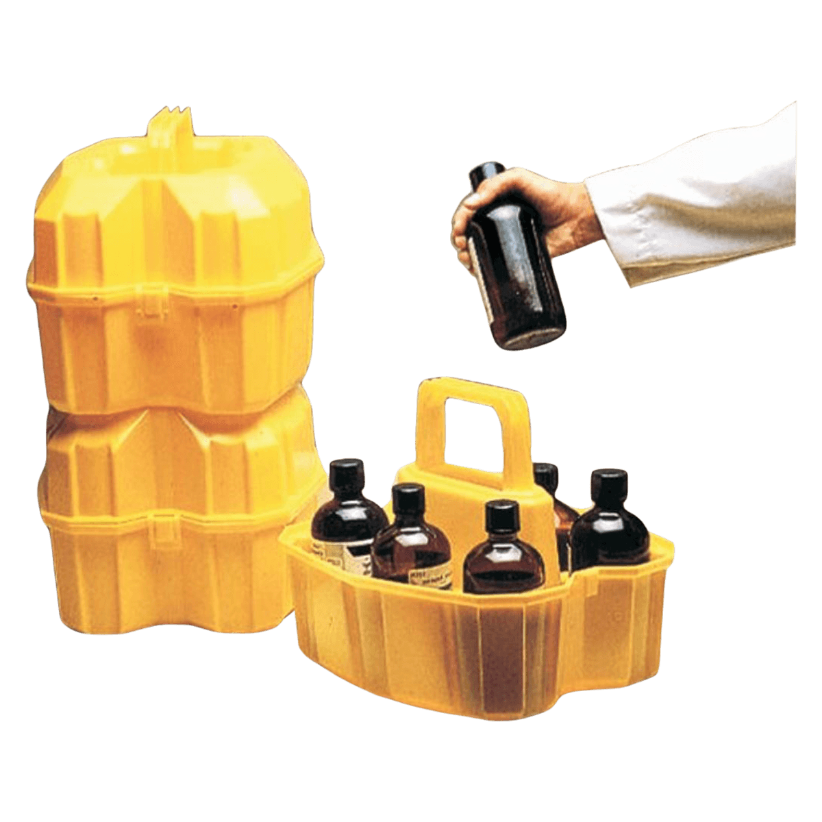 Nalgene Safety Bottle Carrier, LDPE, Yellow, 0.5L, 6/Case - Carrier Safety Bottle Lldpe - Image 1