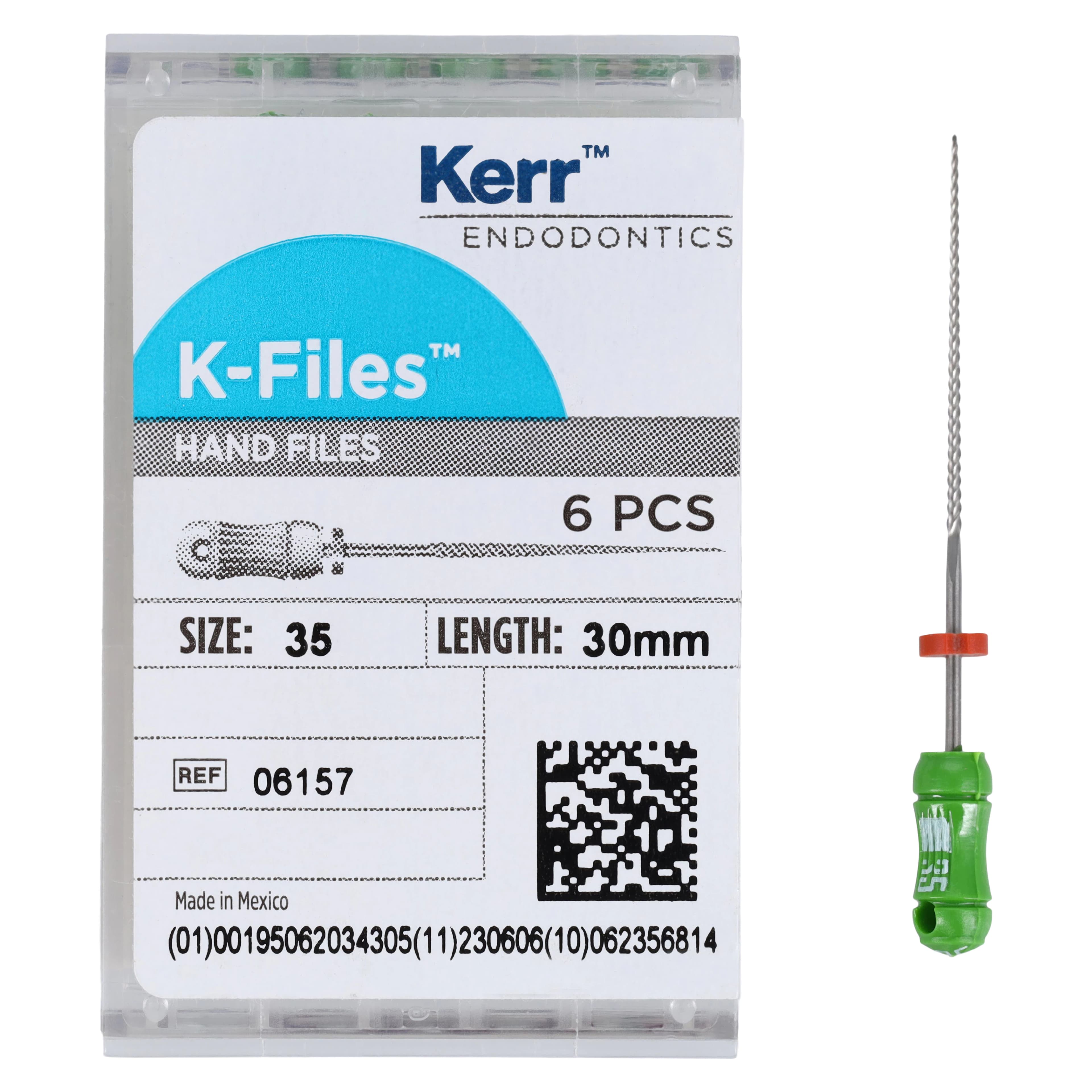 Kerr K-Files Stainless Steel Endodontic Hand Files, 30mm, Size #35, Green, 6/Box, 06157 thumbnail 3