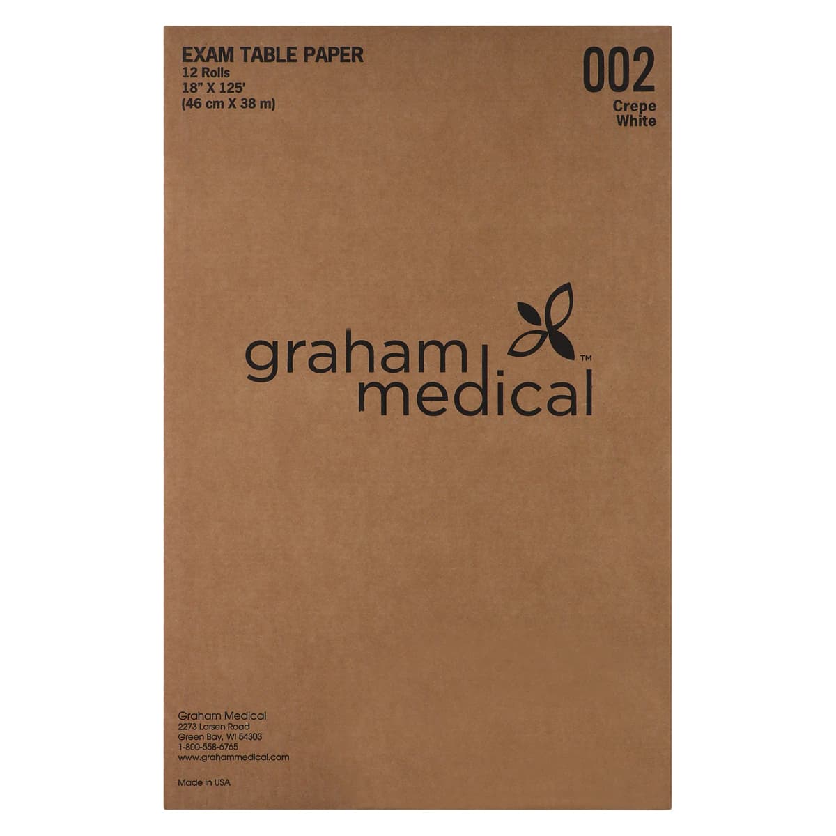 Graham Medical Table Paper Crepe, Standard, White, Non-Sterile, 18 in x 125 Feet, 12 Rolls/Case thumbnail 3