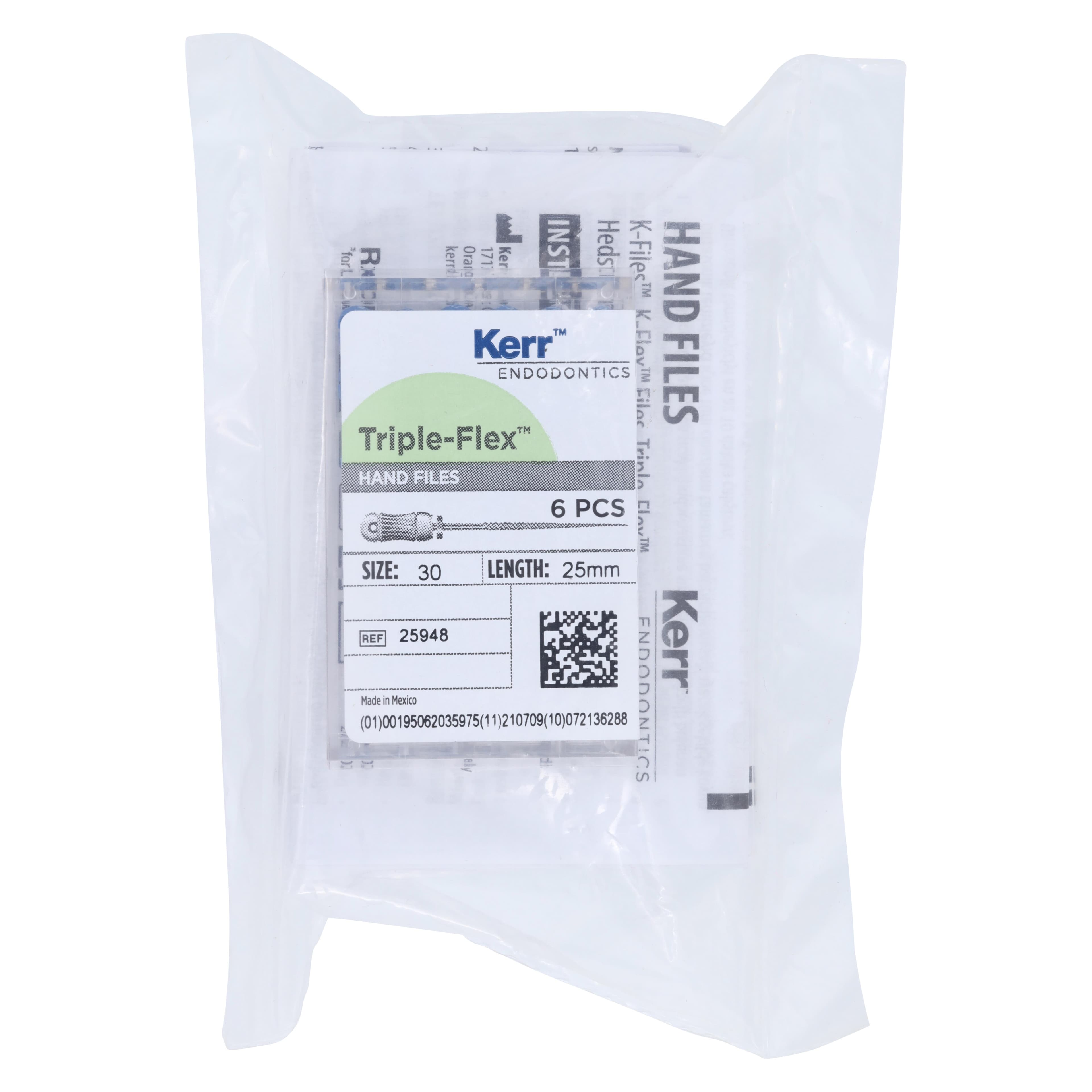 Kerr Triple-Flex Stainless Steel Endodontic Files, Size #30, 25mm, Blue, 6/Box, 25948 - SybronEndo SS Triple-Flex Files - Image 1