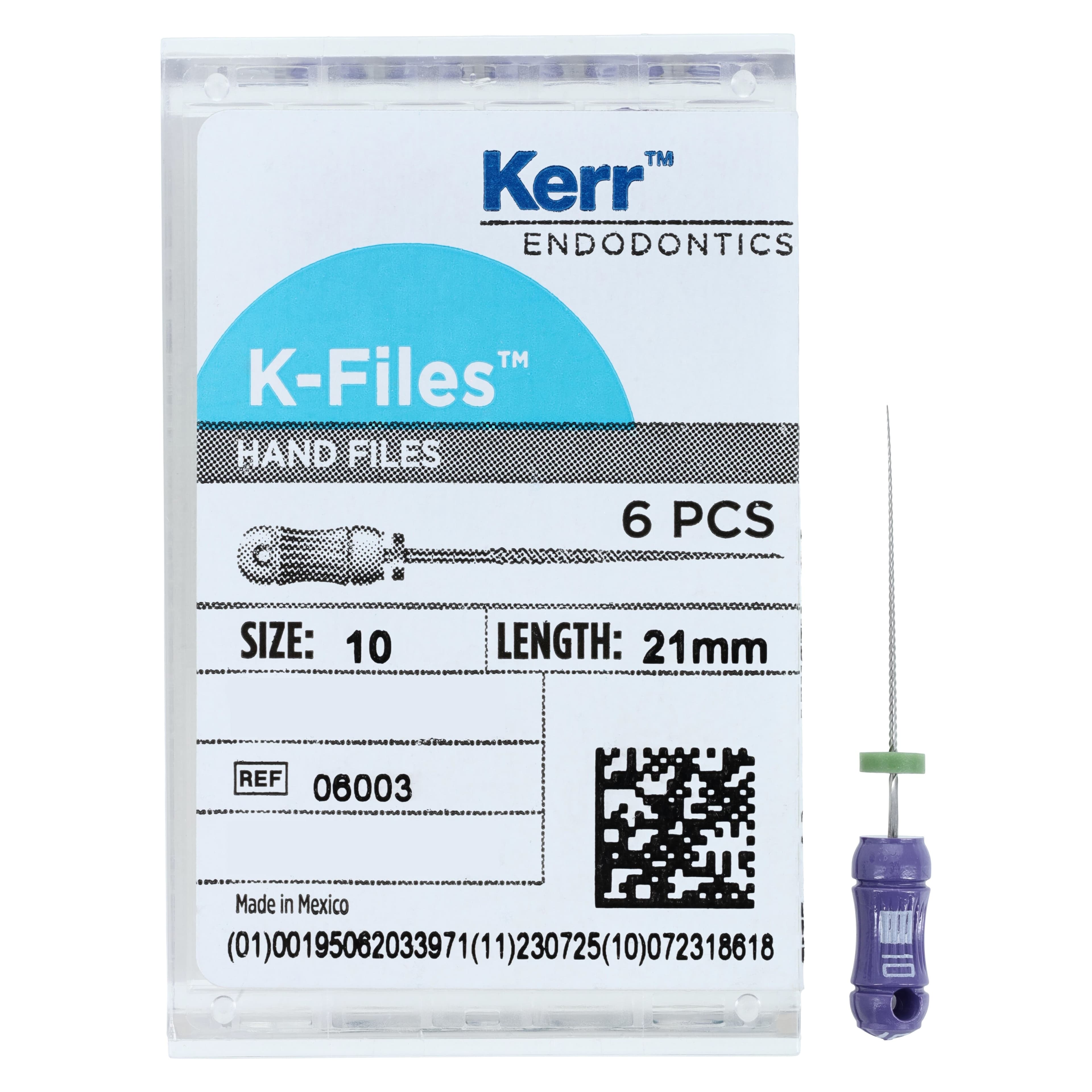 Kerr (SybronEndo) K-Files Stainless Steel, Size #10, 21mm, Purple, 6/Pack, 06003 thumbnail 5
