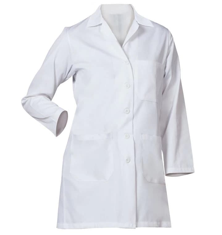 Fashion Seal Healthcare® Ladies' Skimmer Length Lab Coat, White, Extra Small, 65% Polyester/35% Cotton, 3 Pockets, 1/Pkg - Fashion Seal Healthcare® Ladies’ Skimmer Length Lab Coat, White - Extra Small - Image 1
