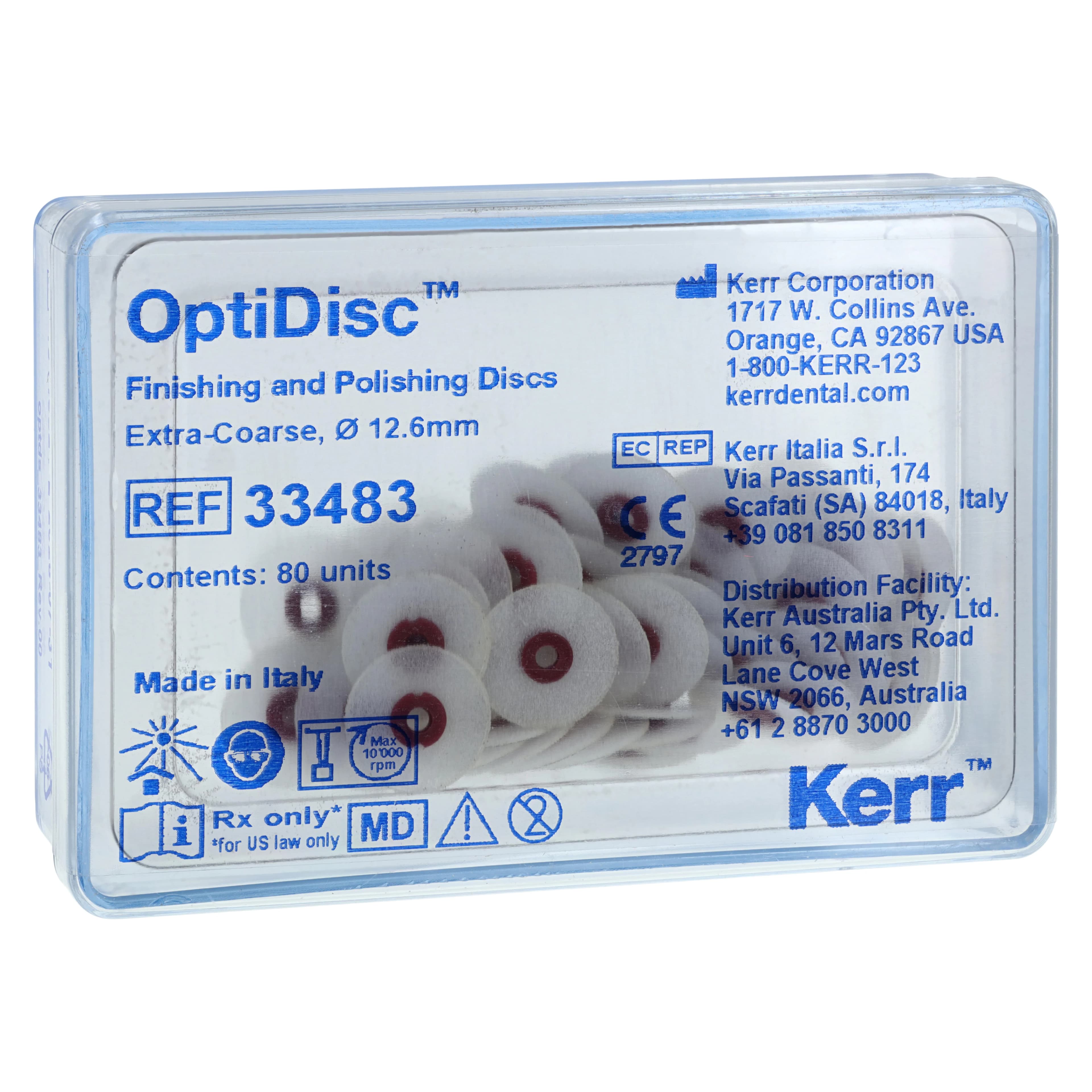 Kerr OptiDisc Finishing & Polishing Disc Refills, 12.6mm, X-Coarse (Extra-Coarse), 80/Pk, #33483 - OptiDisc Refills 12.6mm X-Coarse 80/Pk - Image 1