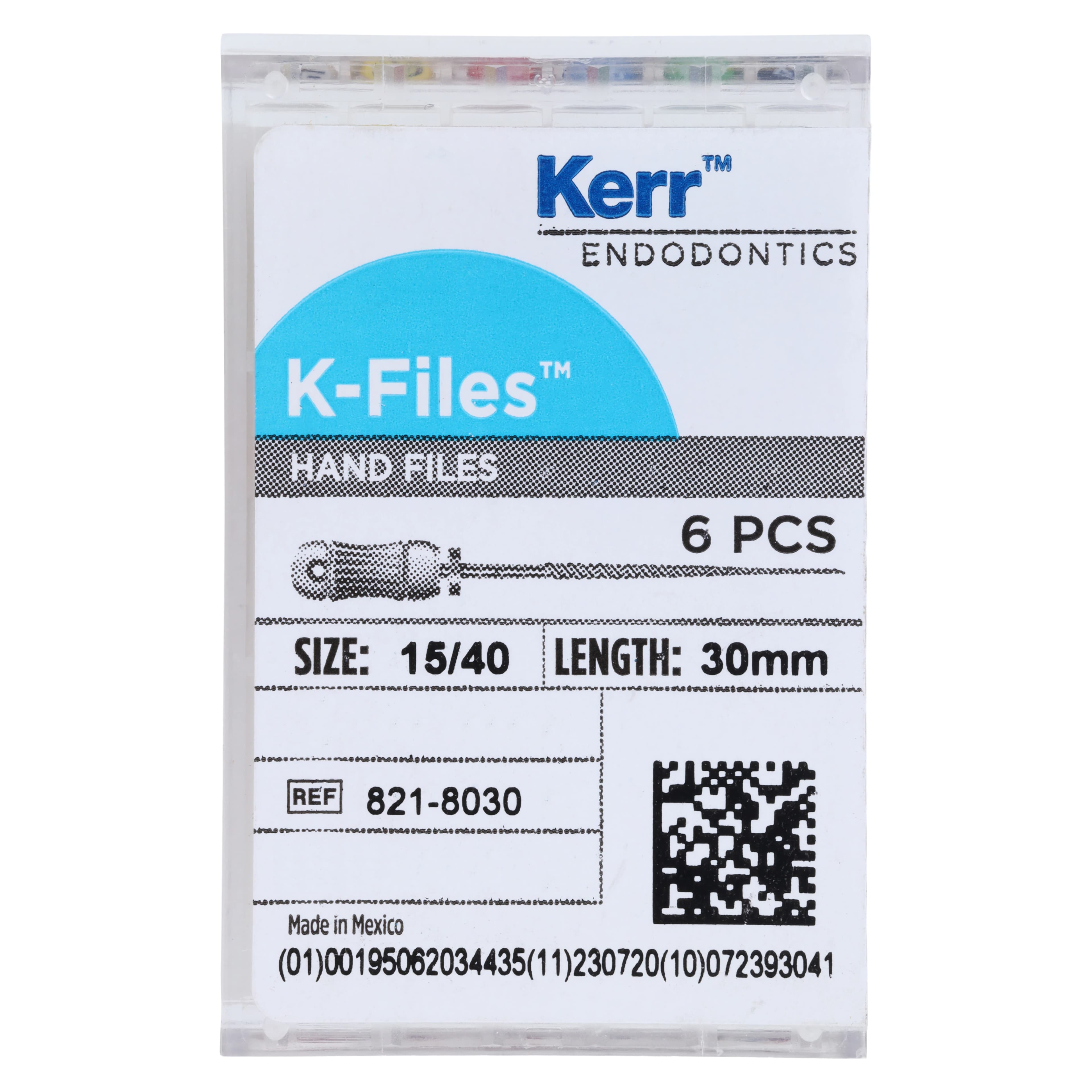 Kerr K-Files, Stainless Steel, 30mm, #15-40 Assorted, 6/Box, 821-8030 - Files K Type 30mm #15-40 Asst 6/Bx - Image 1