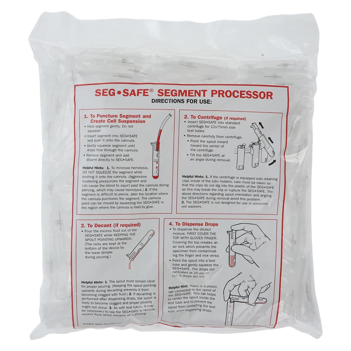 Seg-Safe Blood Bank Segment Processor, Plastic, 20/Case thumbnail 2