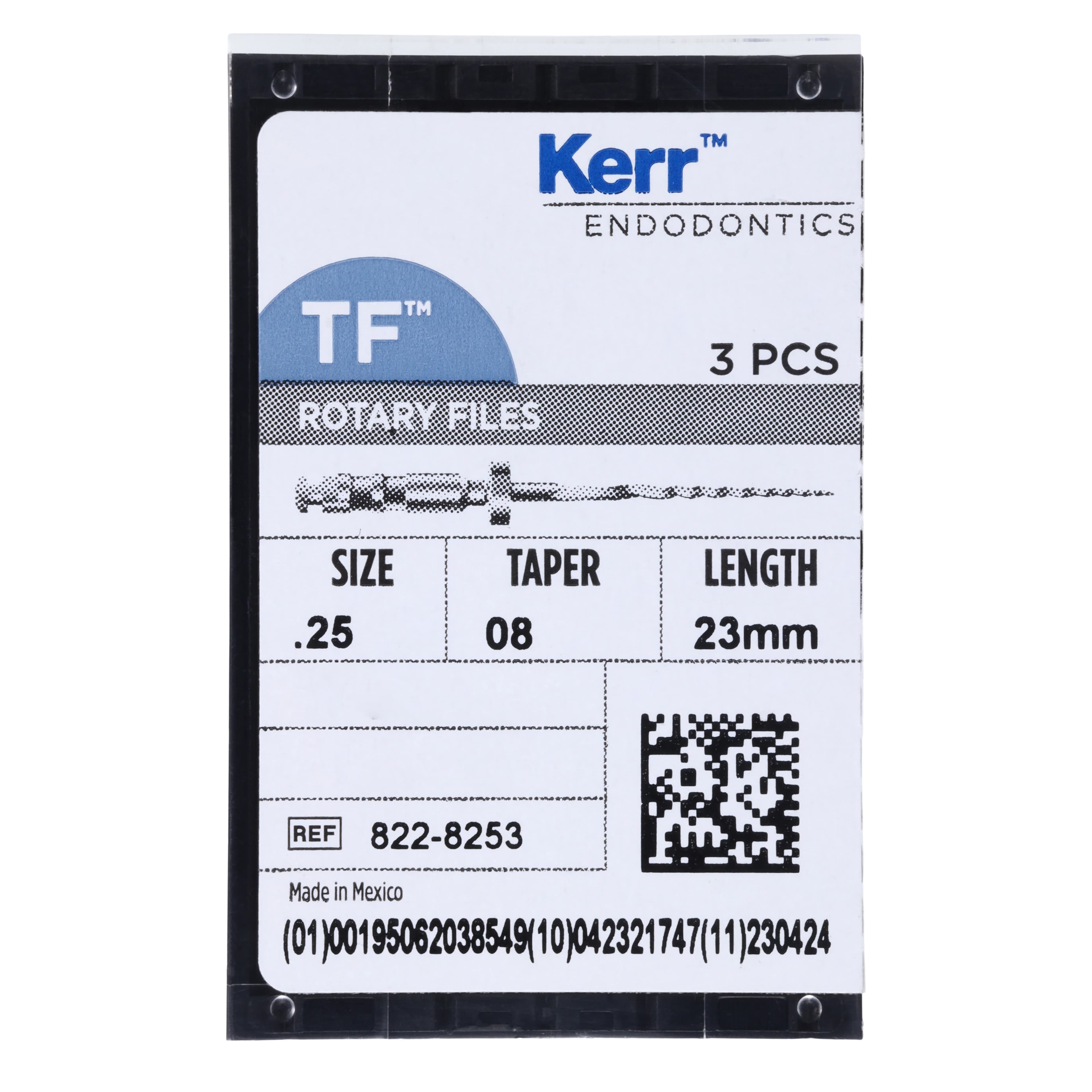 Kerr TF Twisted File Rotary NiTi File, .08 Taper, #25, 23mm, Red, 3/Pk, 822-8253 thumbnail 7