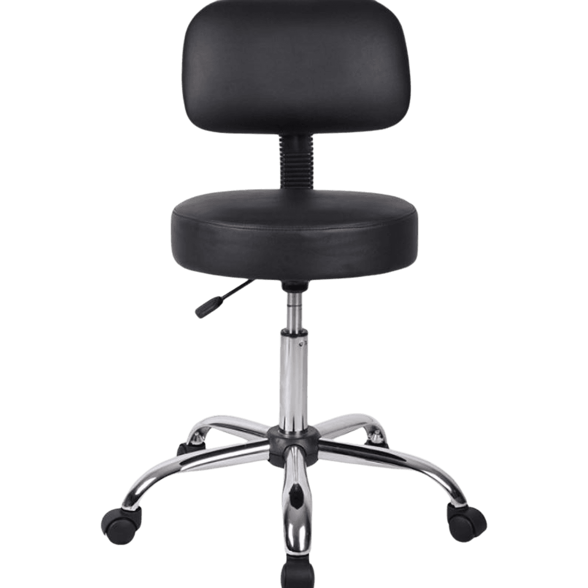Boss Office Products Exam Stool with Back, Black, 275 lb Capacity - Stool Exam w/Back - Image 1