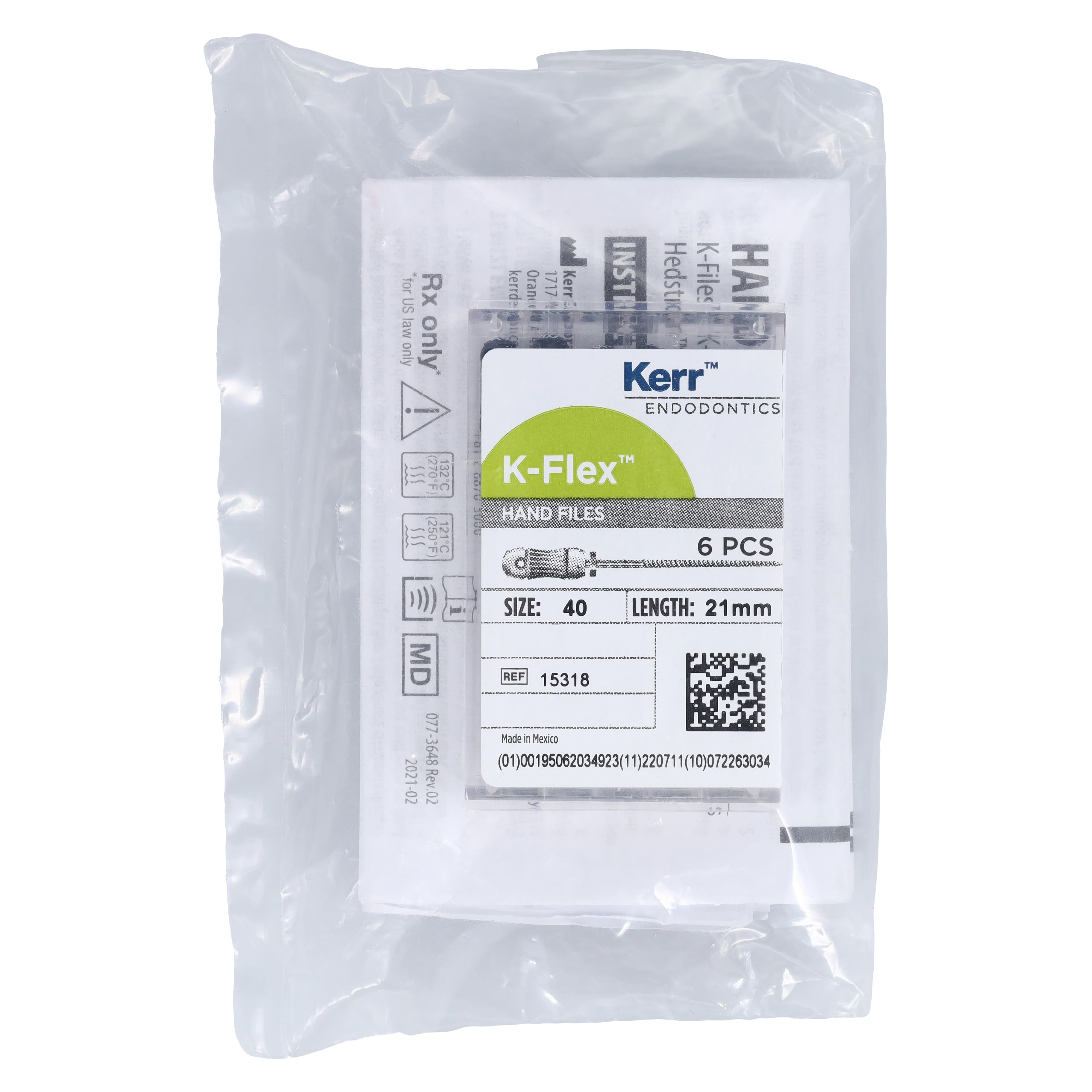 Kerr K-Flex Endodontic Files, Stainless Steel, Size #40, 21mm, Black, 6/Pack, #15318 thumbnail 6