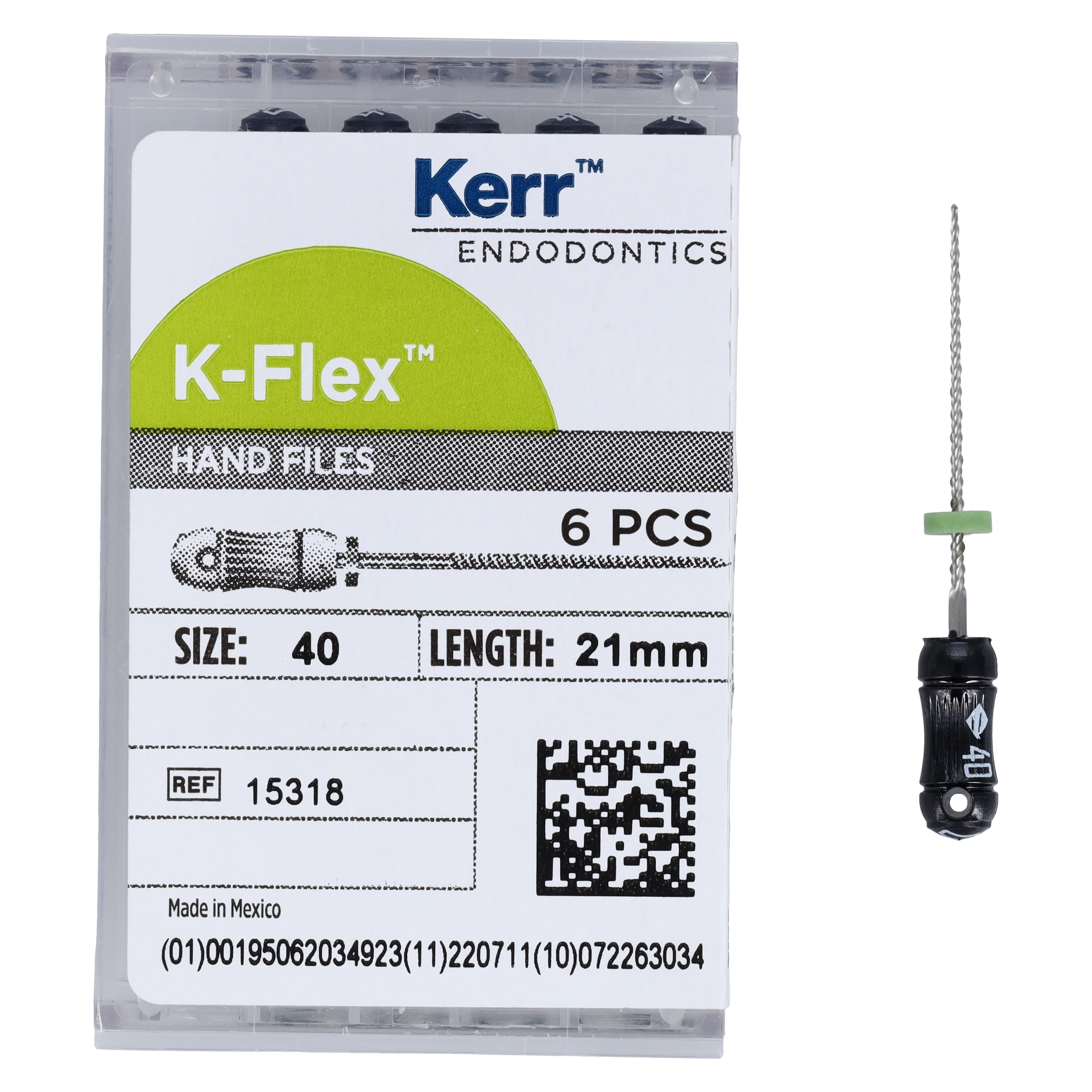 Kerr K-Flex Endodontic Files, Stainless Steel, Size #40, 21mm, Black, 6/Pack, #15318 thumbnail 4