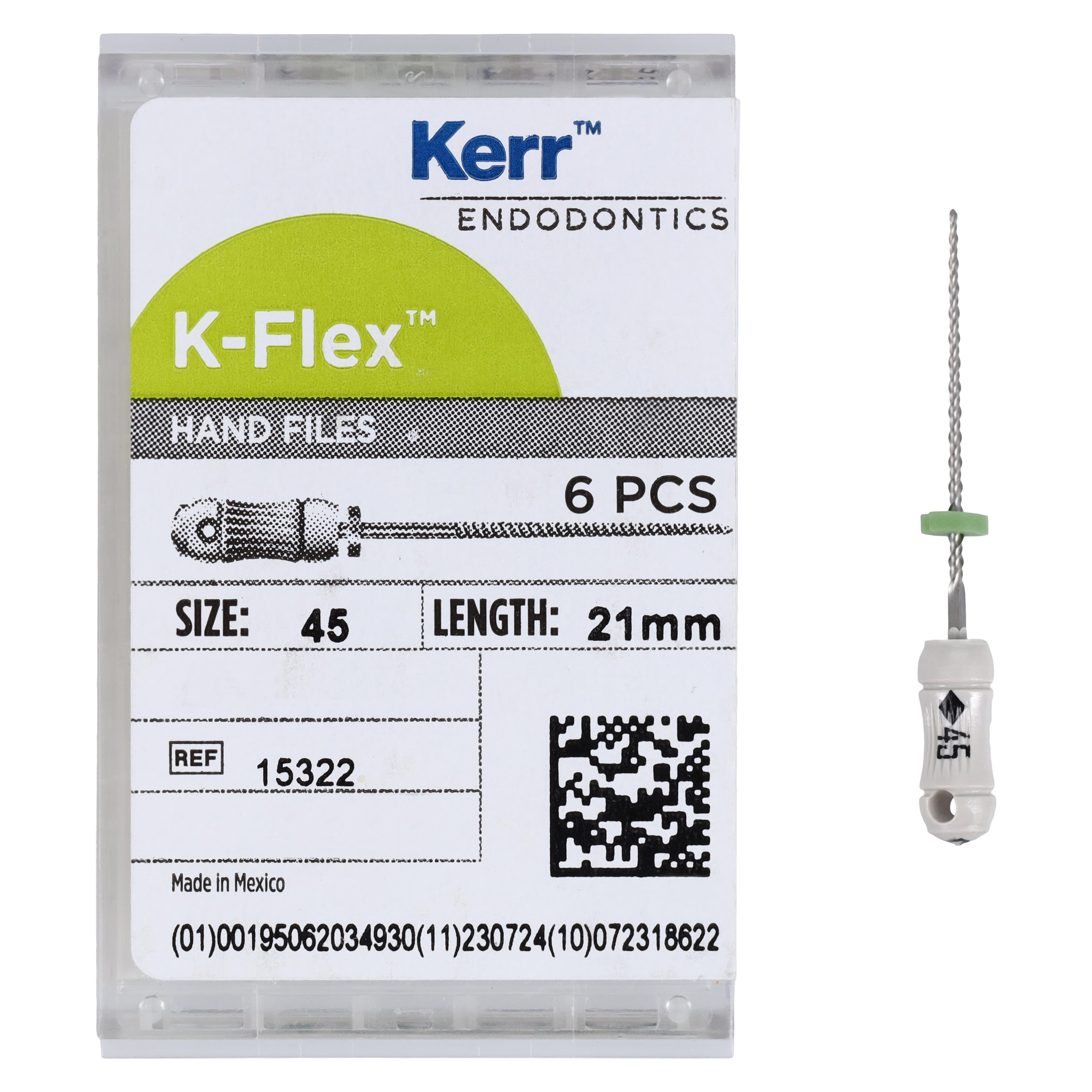 Kerr K-Flex Files, #45, 21mm, White, Stainless Steel, 6/Pack, 15322 thumbnail 4