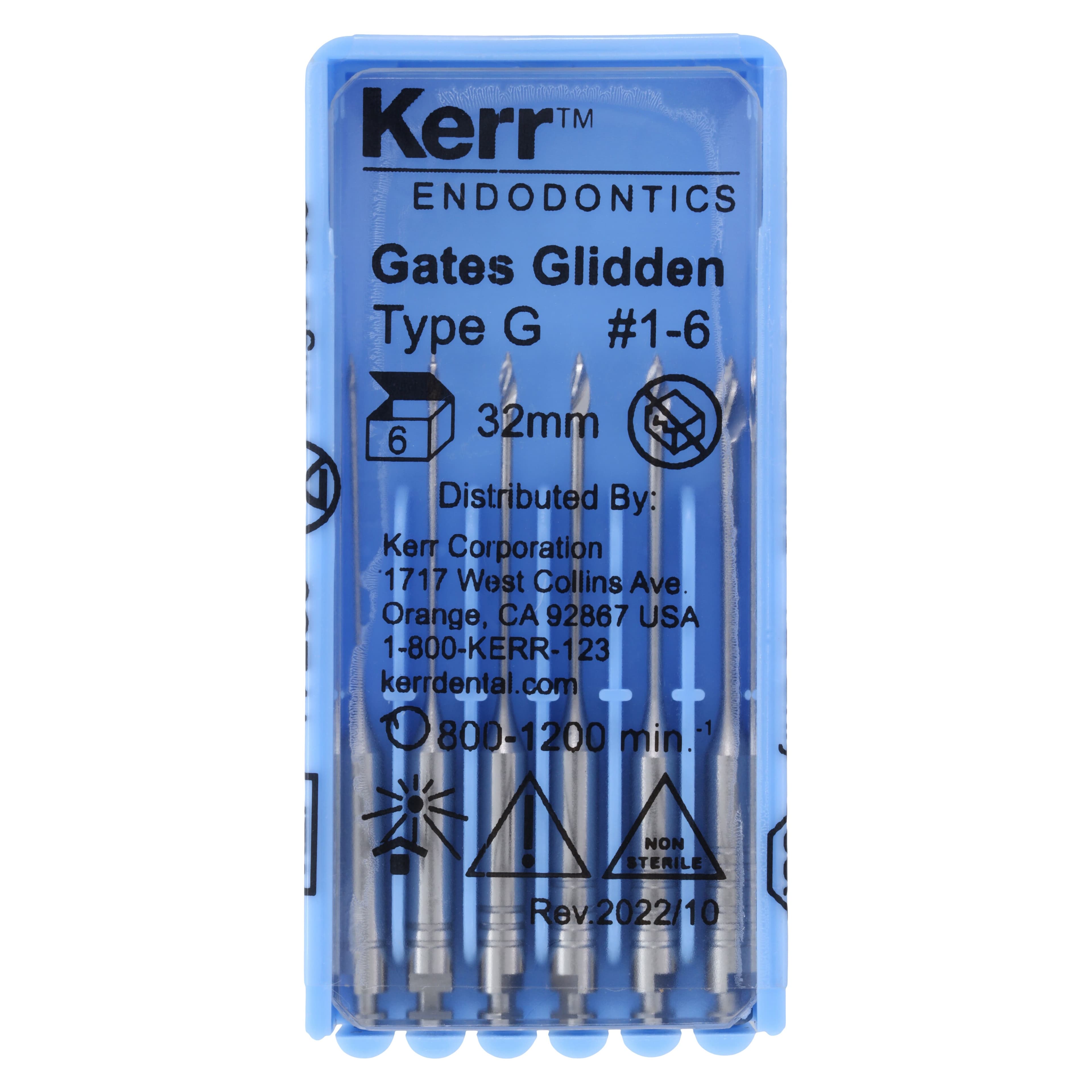 Kerr Gates Glidden Drills, Right Angle, 32 mm, Assorted Sizes #1-6, 6/Pk, 17289 thumbnail 4