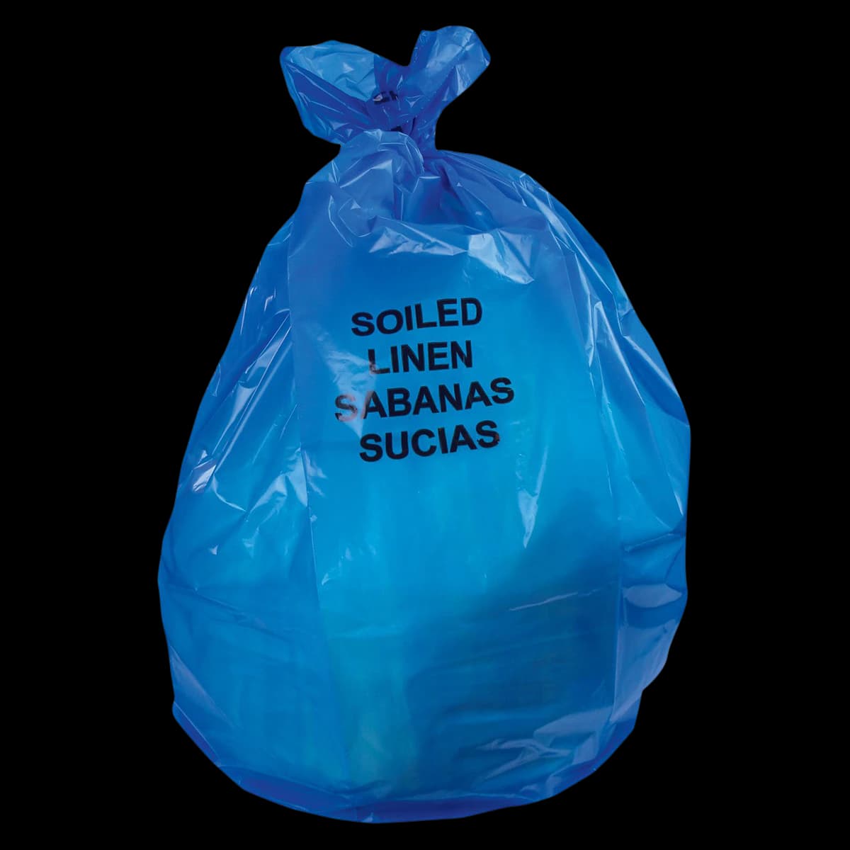 Heritage Bag Company Soiled Linen Bag, Blue, Printed, 1.3 Mil, 37" x 50", Disposable LLDPE - Bag Blue Linen Printed 1.3ML - Image 1