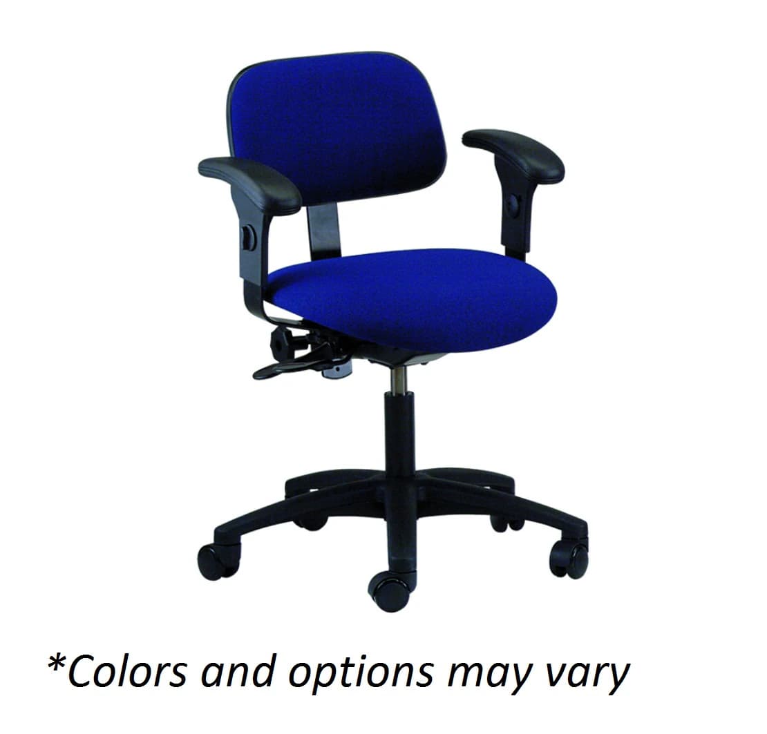 Brewer Task Chair, Vinyl Navy, with Backrest, Adjustable Arms, Casters - Chair Task Cstr AdjArm -C-NAVY - Image 1