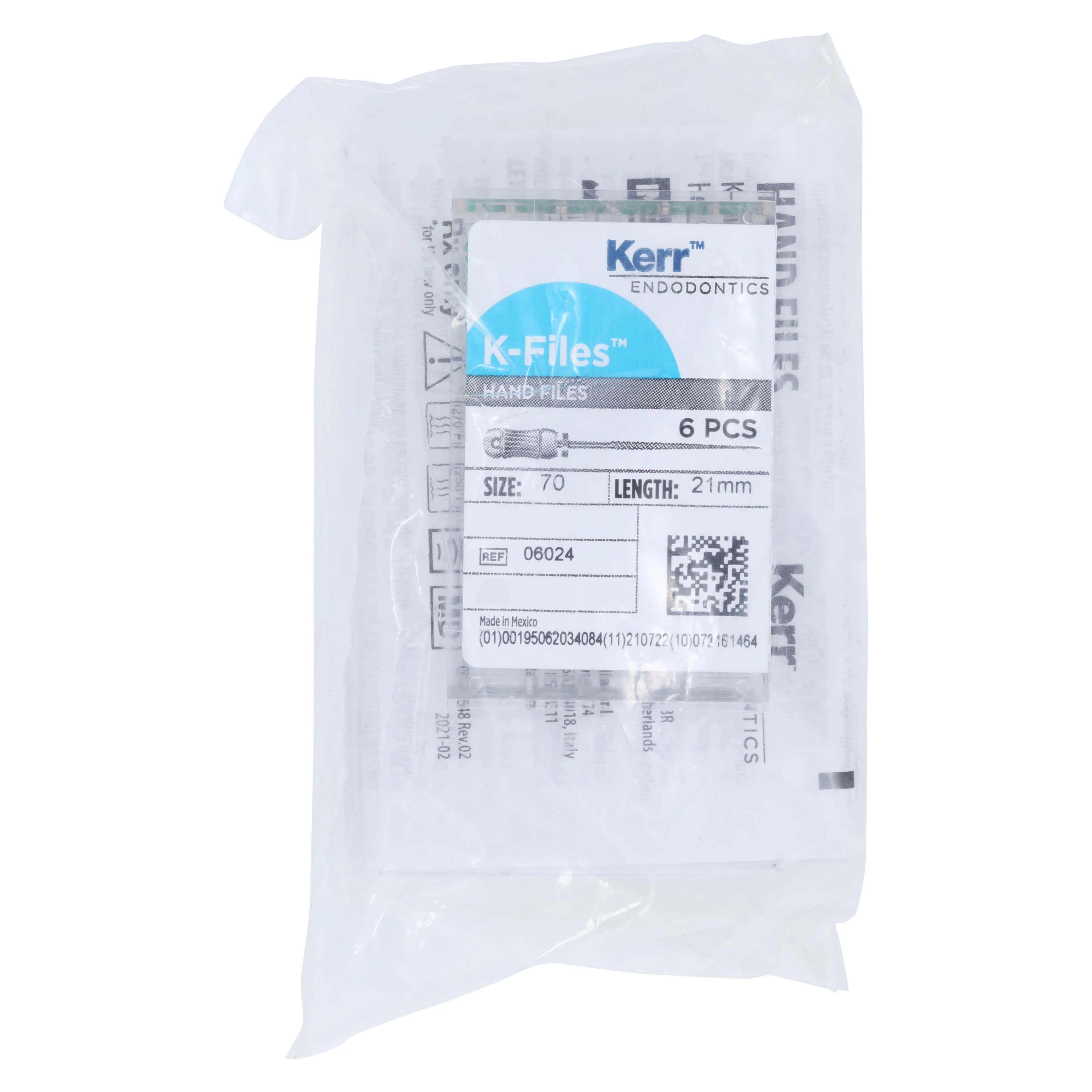 SybronEndo K-Files Stainless Steel 21mm #70 (Green) 6/Bx, 06024 - SybronEndo K-Files SS 21mm #70 6/Bx - Image 1