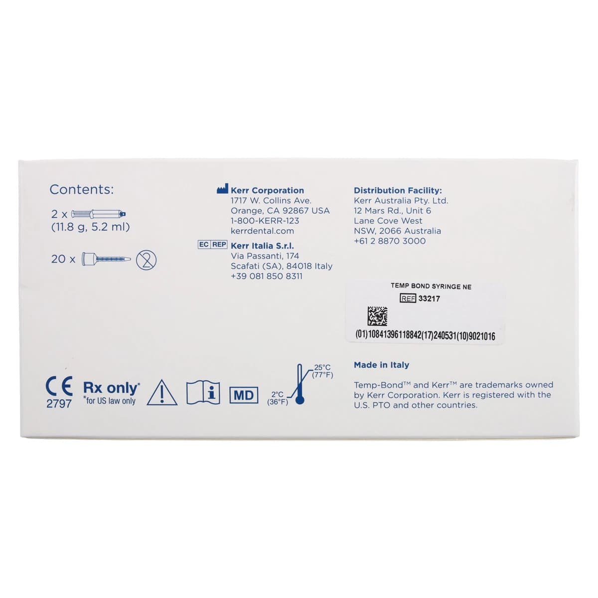 Kerr TempBond NE Non-Eugenol Temporary Cement, Automix Syringe Kit, 2 x 11.8 g Syringes + 20 Mixing Tips, 33217 thumbnail 8