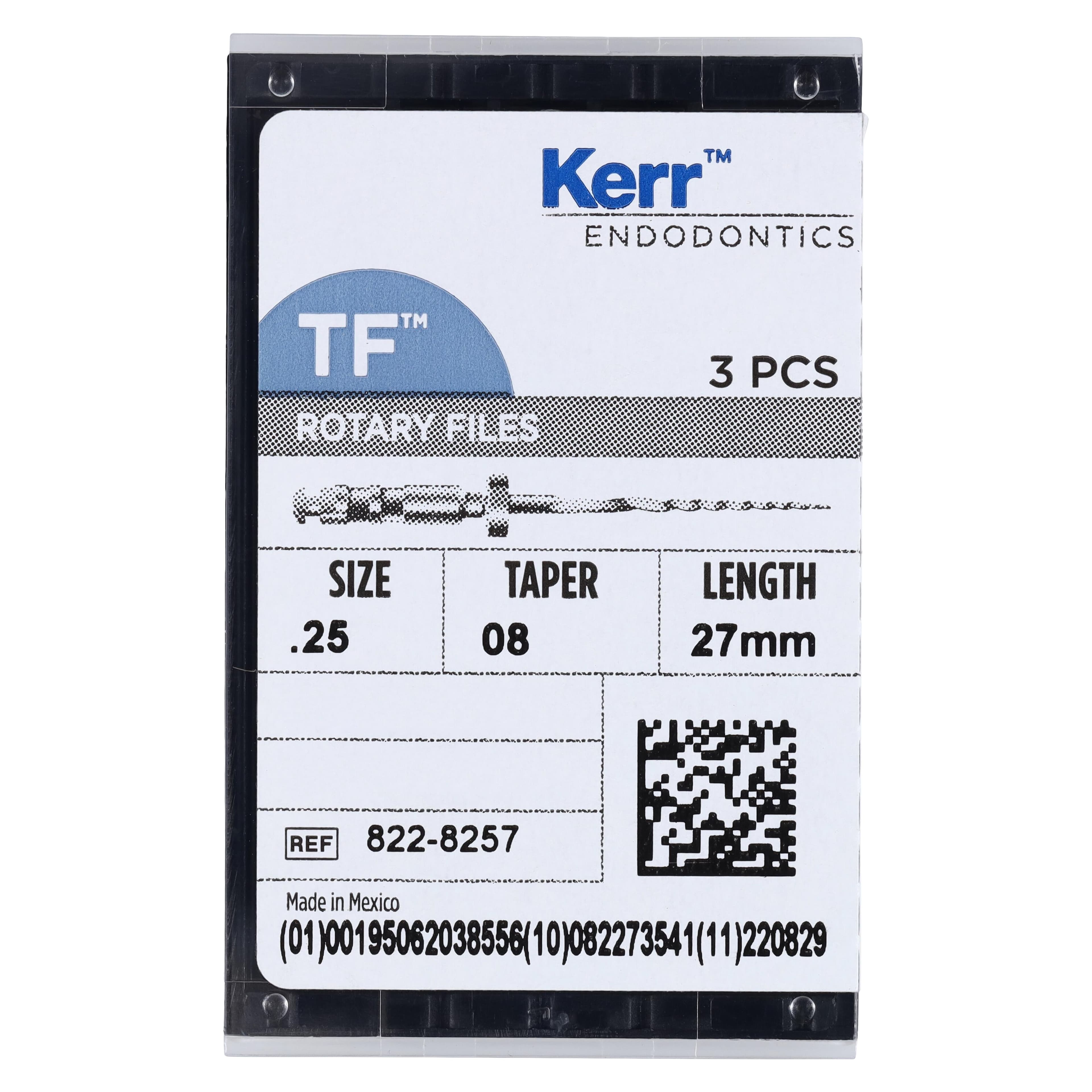 Kerr TF Twisted Files Rotary Endodontic File, #25, .08 Taper, 27mm, Red, 3/Pkg, 822-8257 thumbnail 6