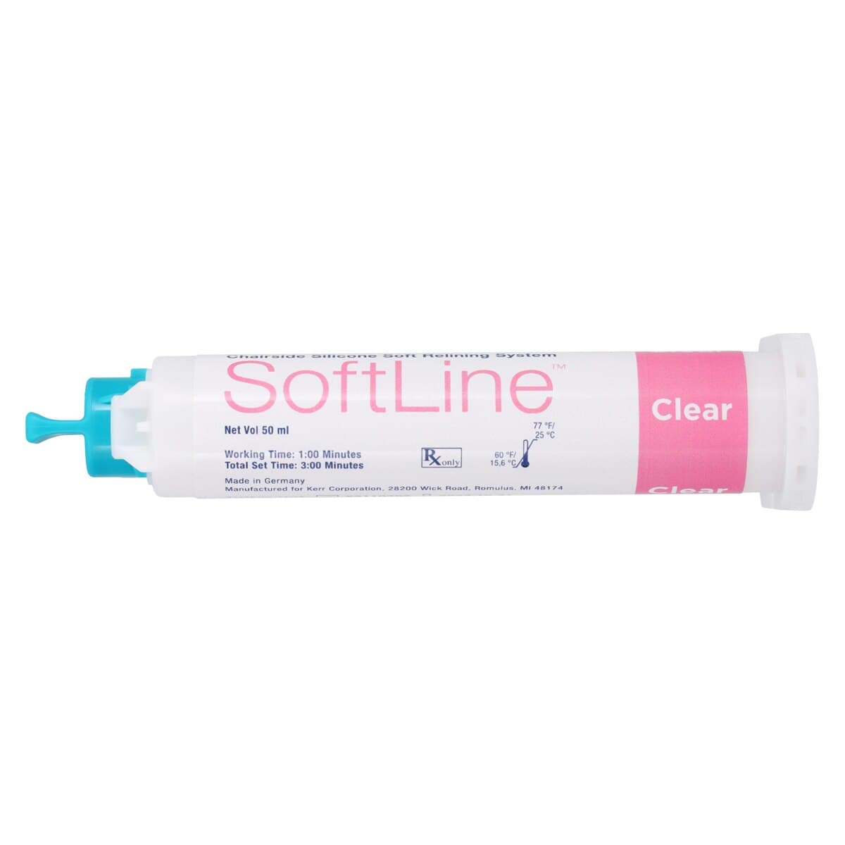 Kerr SoftLine Chairside Silicone Soft Reline Material Refill, Clear Pink, 50 mL Cartridge Kit, #32236 thumbnail 3