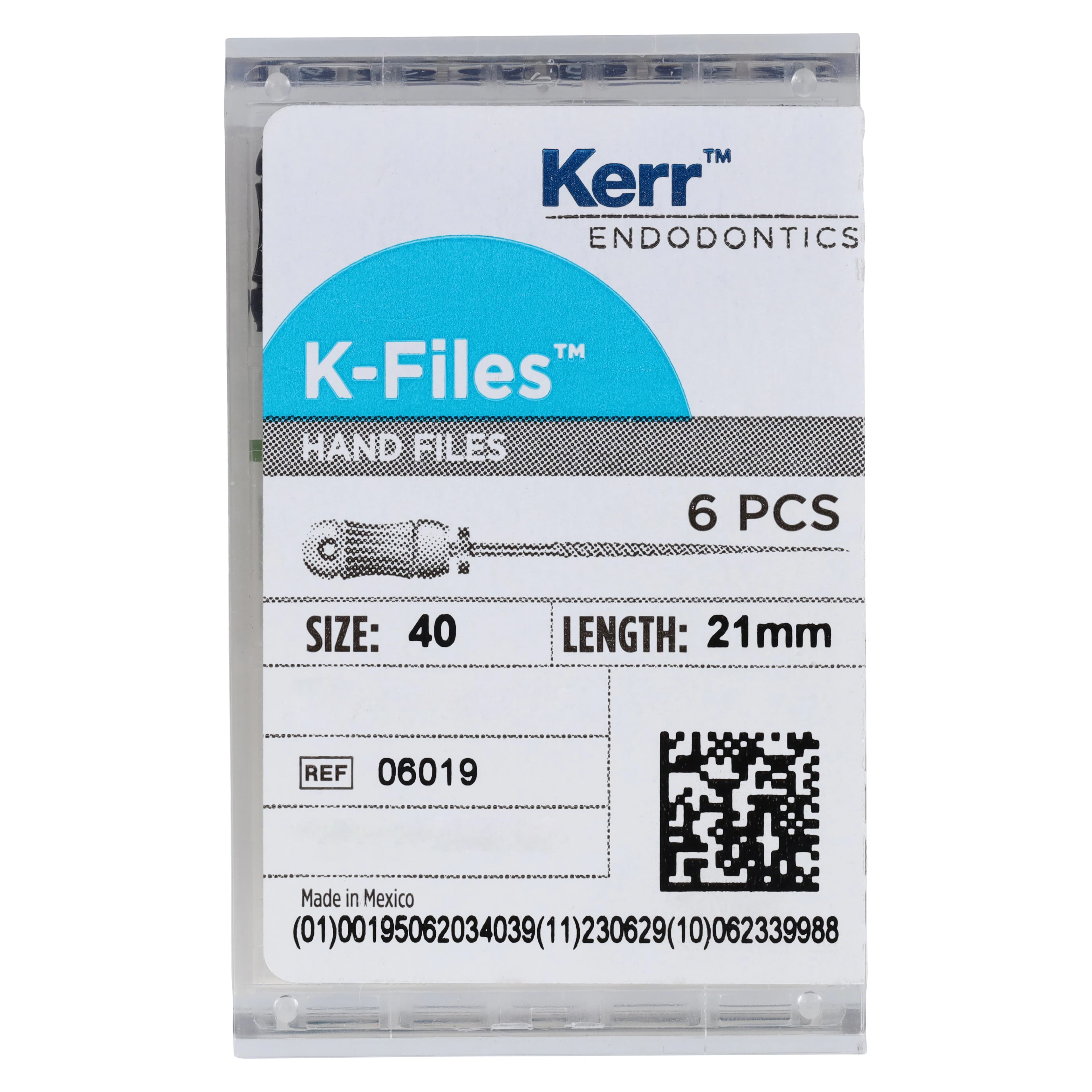 SybronEndo K-Files Stainless Steel 21mm #40, Black Handle, 6/Box, 06019 - SybronEndo K-Files SS 21mm #40 6/Bx - Image 1