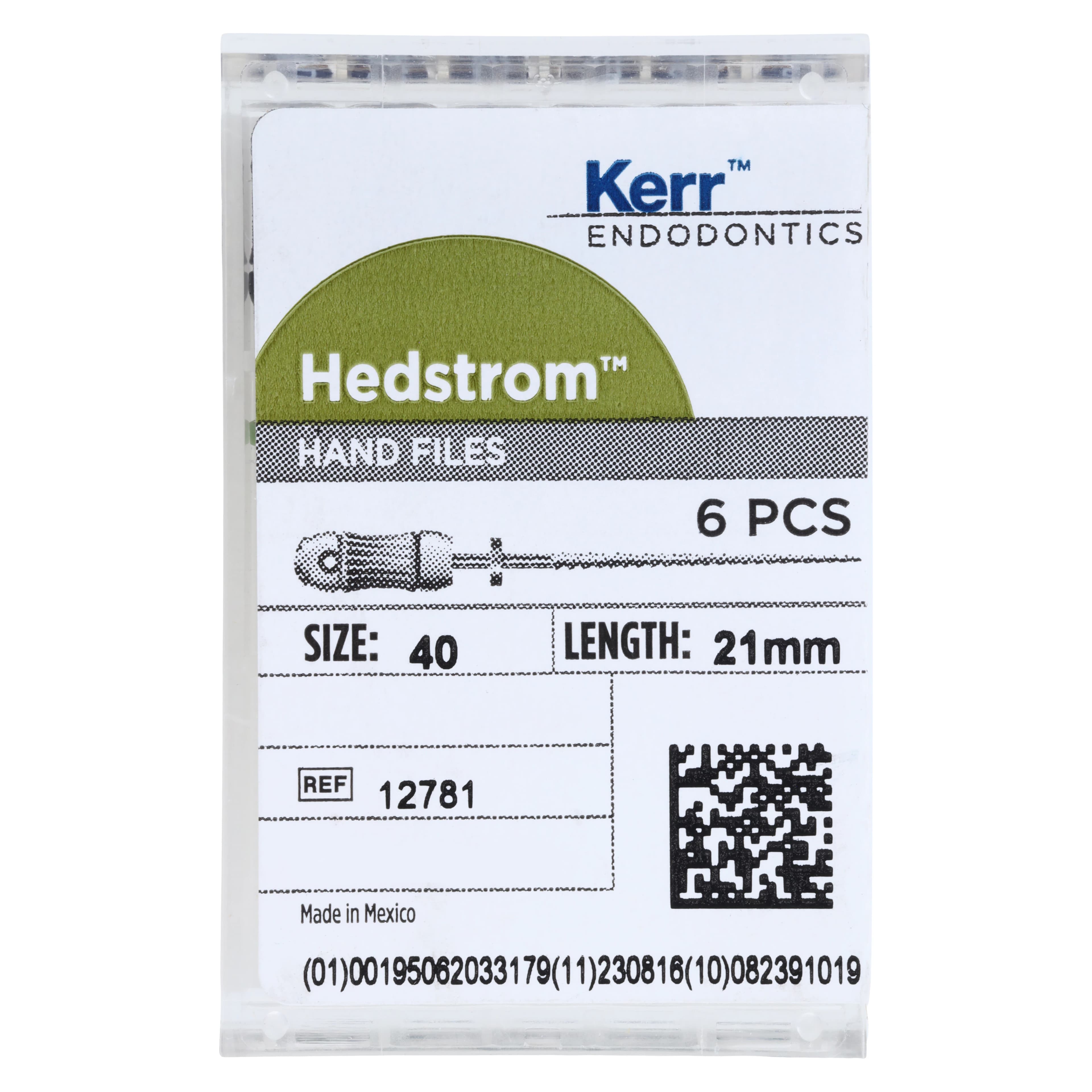 Kerr (SybronEndo) Hedstrom Files, Stainless Steel, 21 mm, Size #40, Black, 6/Pk, 12781 - Sybron Endo, Hedstrom Files, Stainless Steel, 21 mm, # 40, Black, 6/Pk, 12781 - Image 1