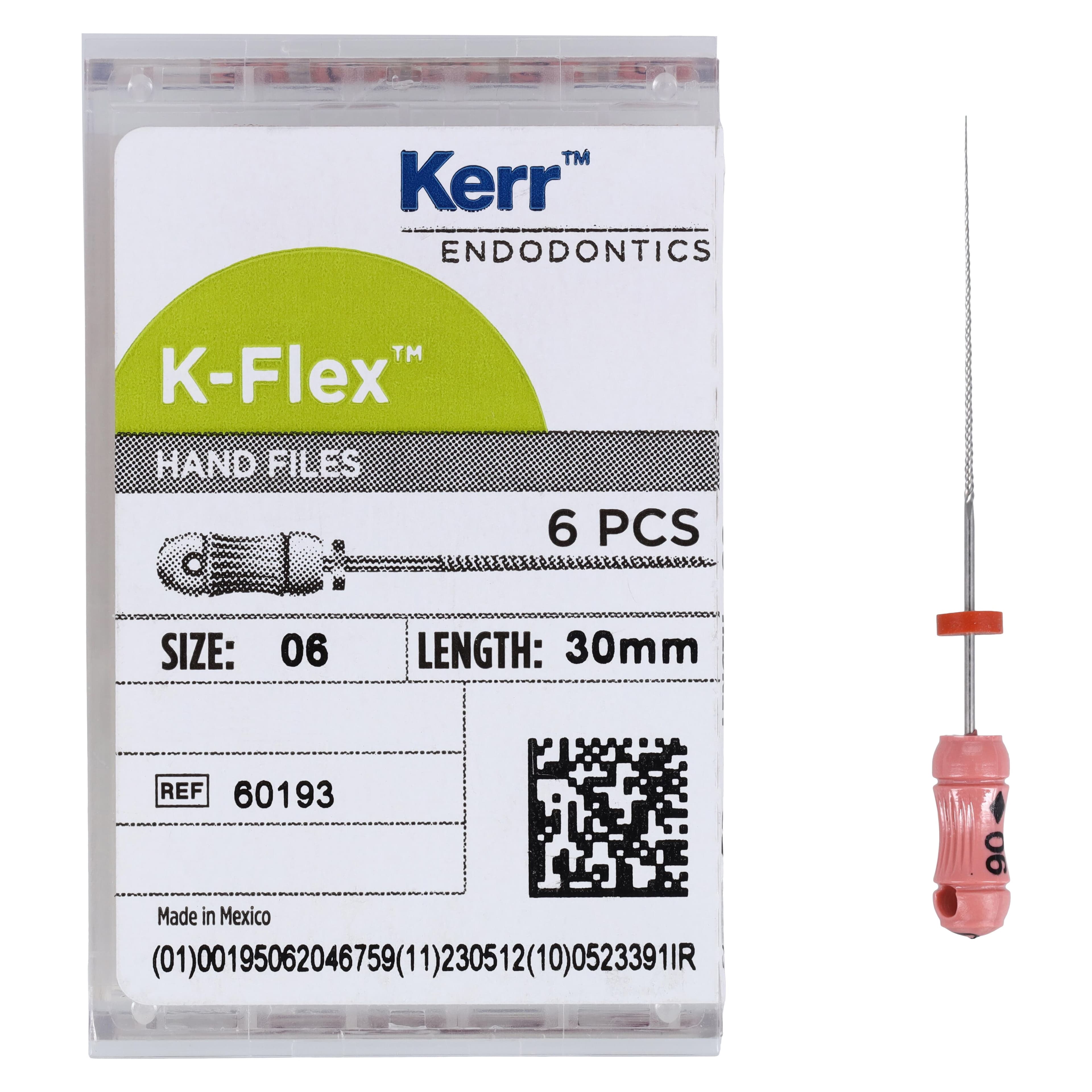 Kerr K-Flex Files, Size #06, 30mm, Stainless Steel, Pink, 6/Box, 60193 thumbnail 4
