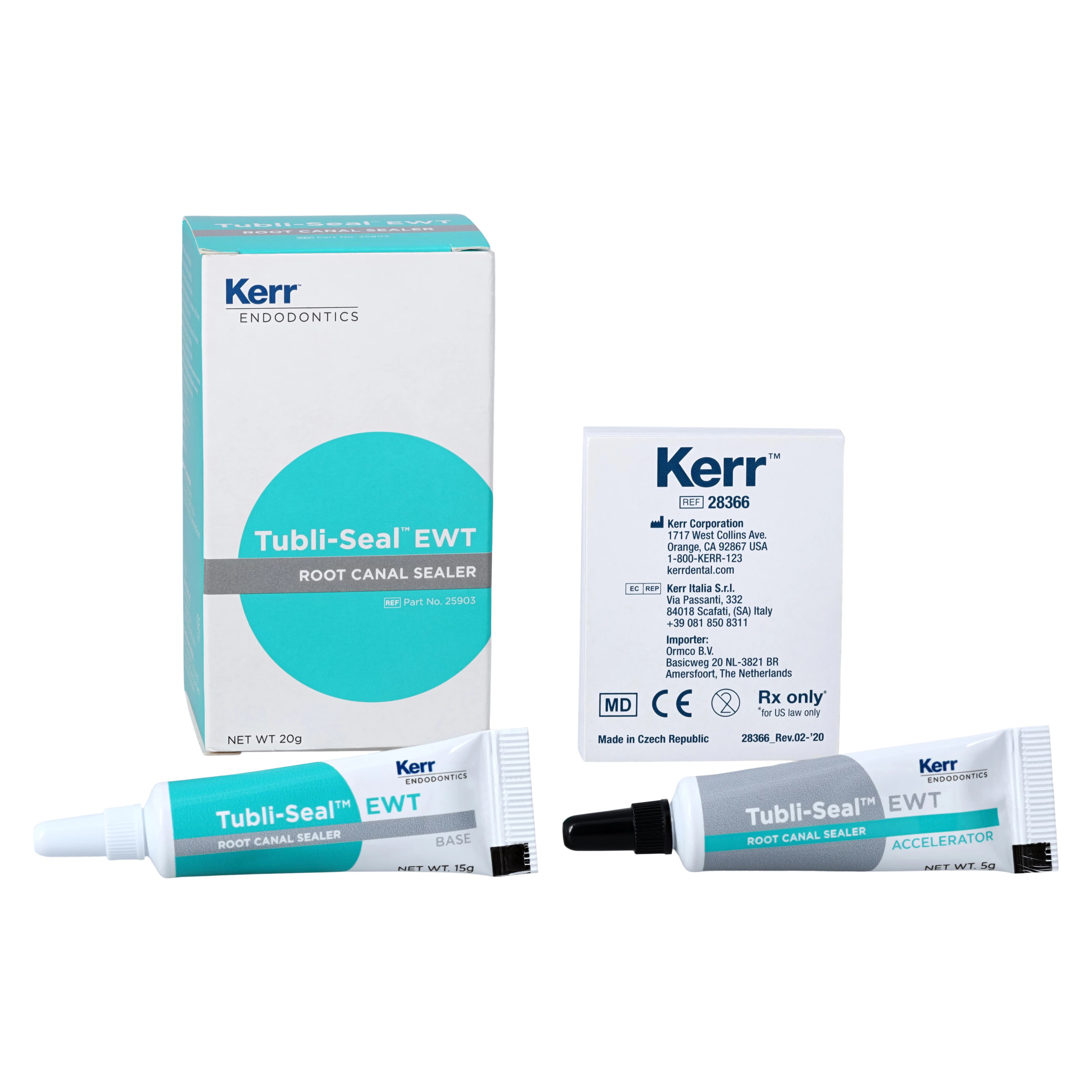 Kerr Tubli-Seal EWT Root Canal Sealer Kit, Extended Working Time, Paste/Paste Zinc Oxide Eugenol, 15 g Base & 5 g Accelerator, 1 Kit, 25903 thumbnail 2