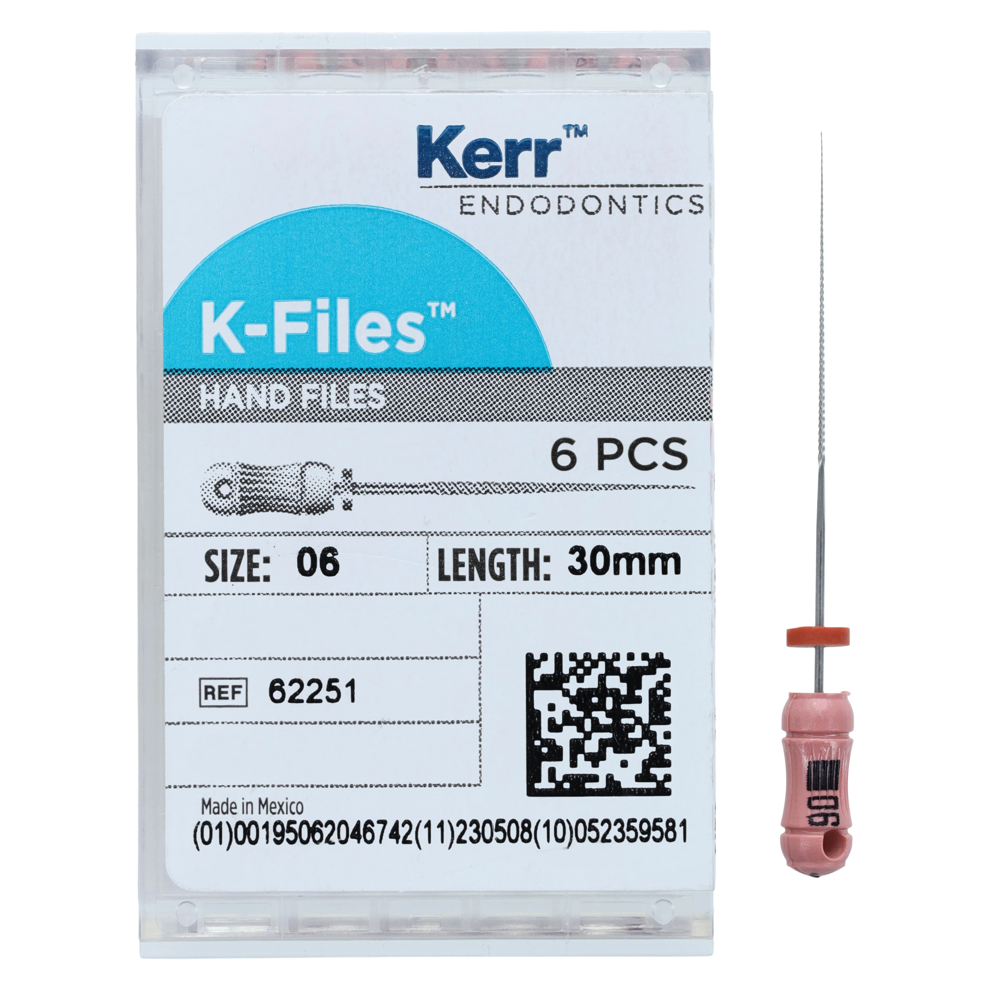 Kerr K-File, Stainless Steel, 30 mm, #06, Pink, 6/Pk, 62251 thumbnail 4