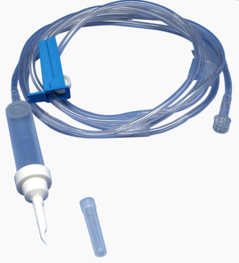 DeRoyal Non-Vented Fluid Administration Set, 72" Tubing, Macro Drip Chamber, Sterile, Latex-Free, Standard Bore, 25/Case - Non Vented Drip - Image 1
