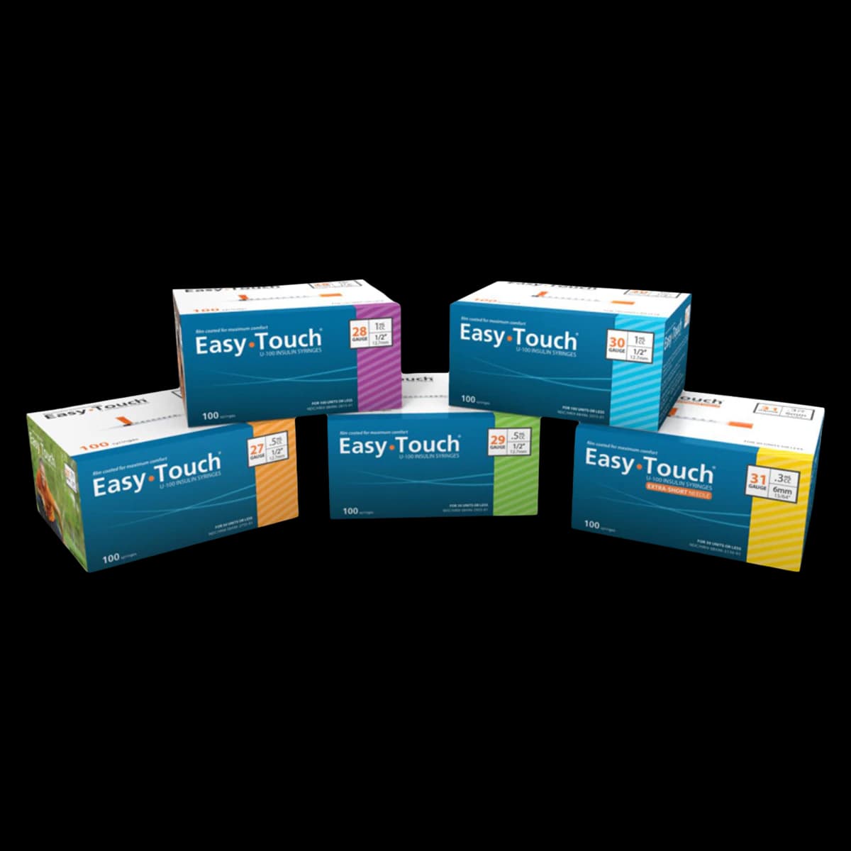 EasyTouch Insulin Syringe with Fixed Needle, 31G x 5/16", 0.5cc, Conventional, Sterile, 100/Box - Syringe Insulin w/NDL .5CC - Image 1