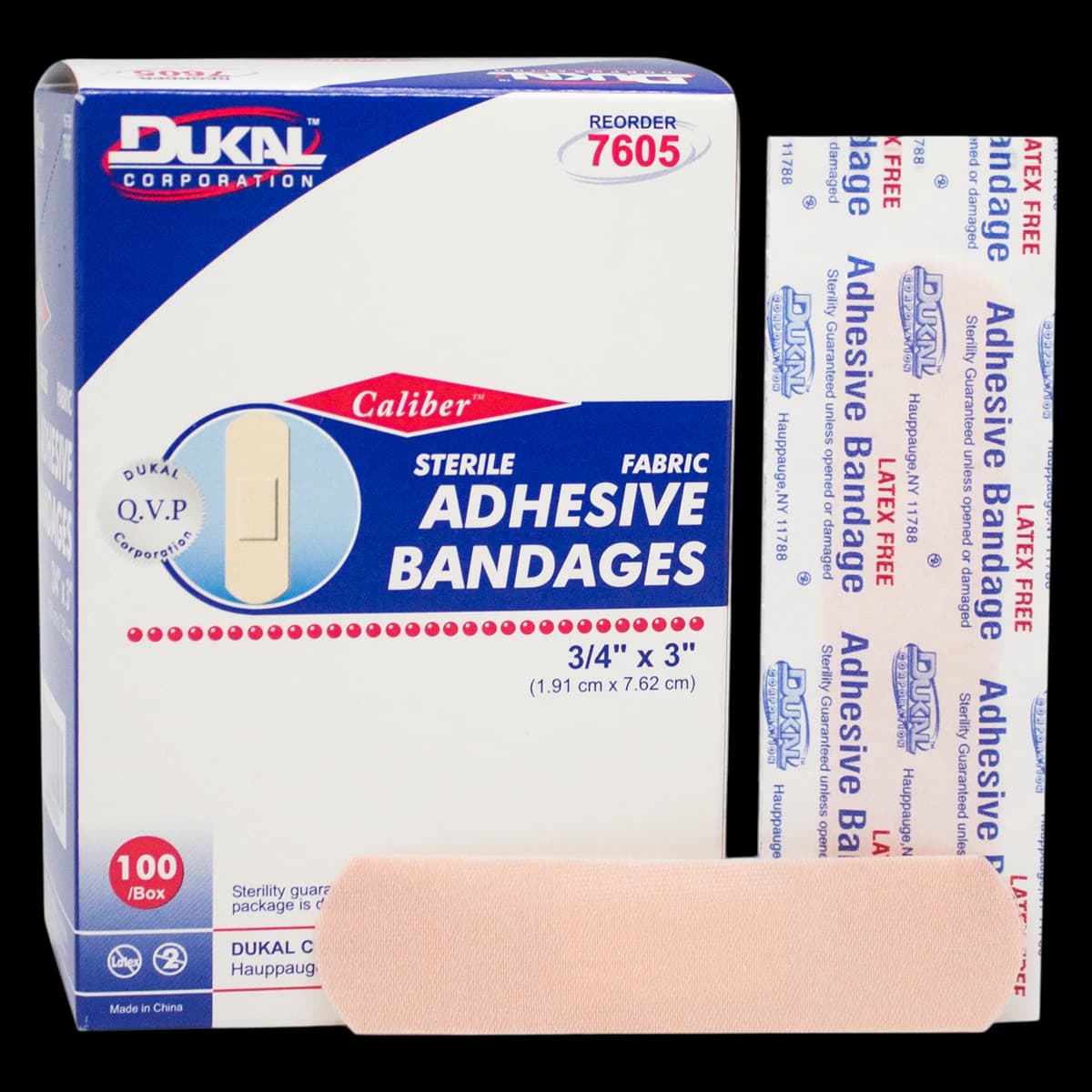 Caliber Adhesive Bandage Fabric, 3/4" x 3", Tan, Sterile, 2400/Case - Bandage Dukal Adhesive Fabric - Image 1