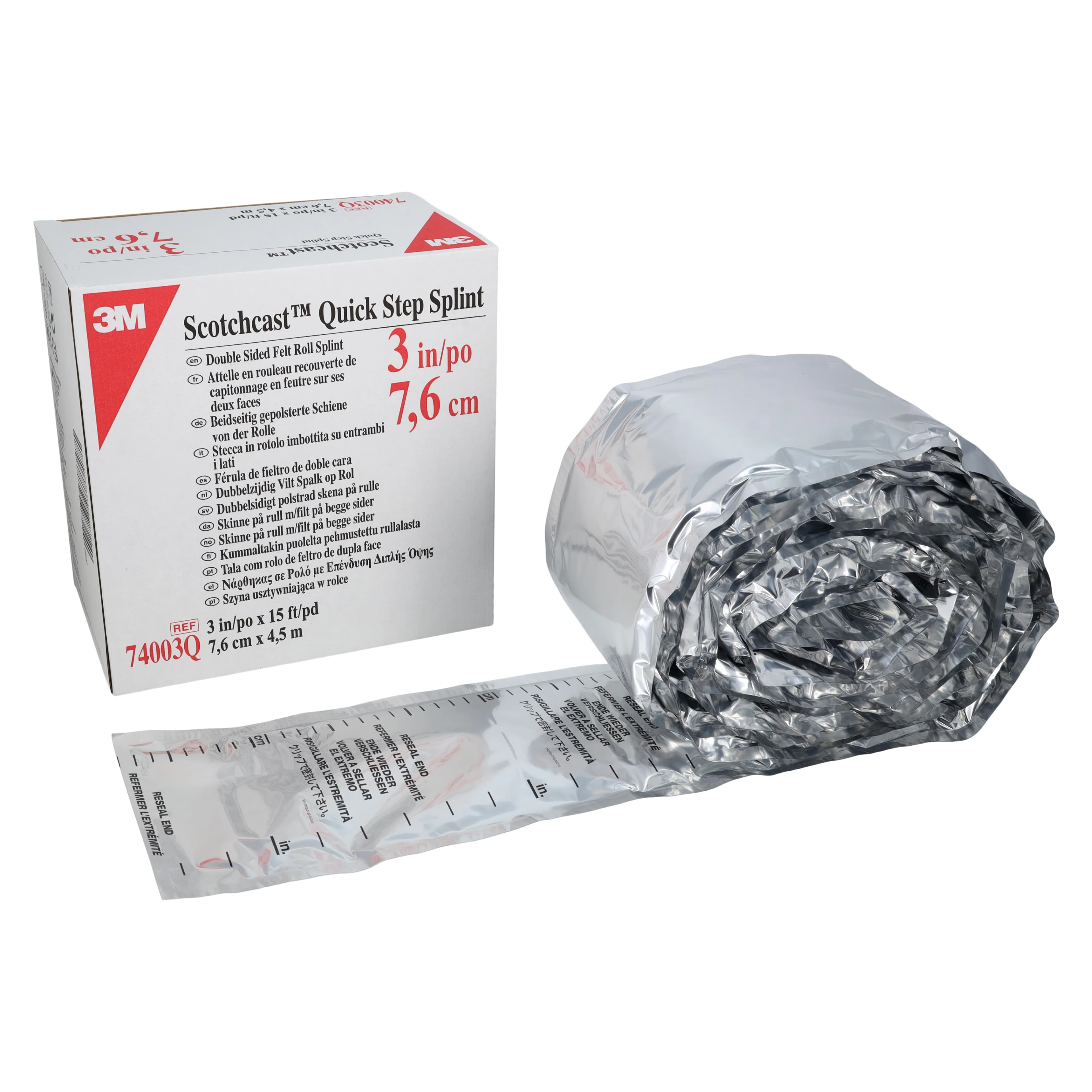 3M Scotchcast Quick Step Double Sided Felt Roll Splint, 3" x 15 ft, 1 Roll/Box, 74003Q - 3M SCOTCHCAST QUICK STEP DOUBLE SIDED FELT ROLL SPLINT 74003Q - Image 1