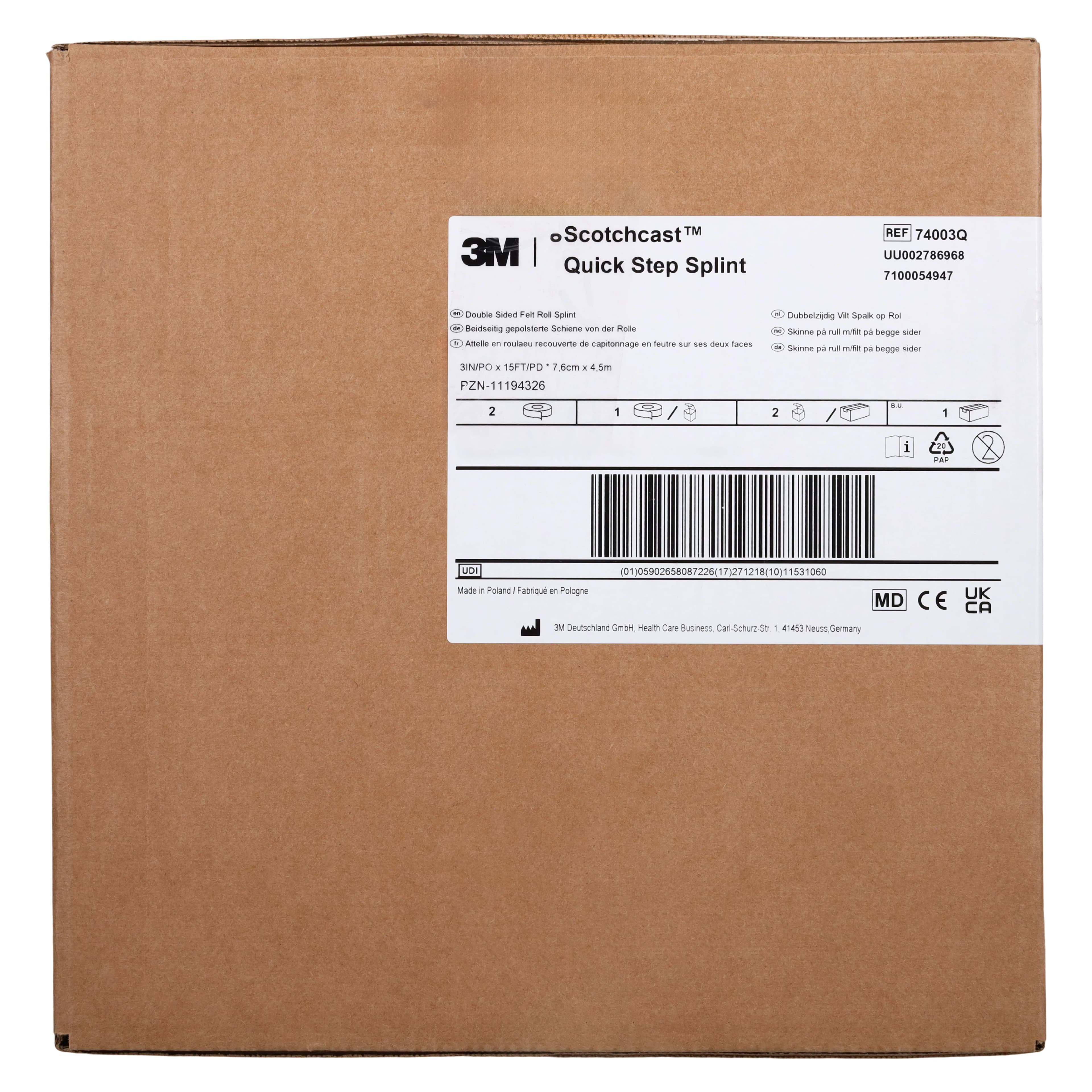 3M Scotchcast Quick Step Double Sided Felt Roll Splint, 3" x 15 ft, 1 Roll/Box, 74003Q thumbnail 7