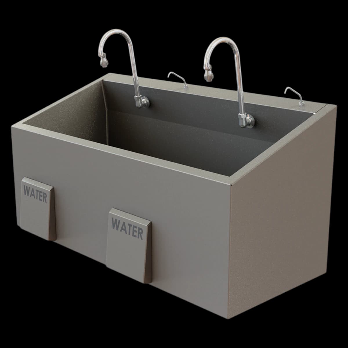 Mac Medical Economy Dual Bay Scrub Sink, Knee-Operated, Deep Sloping Basin - Sink Dual Bay Economy Knee Op - Image 1