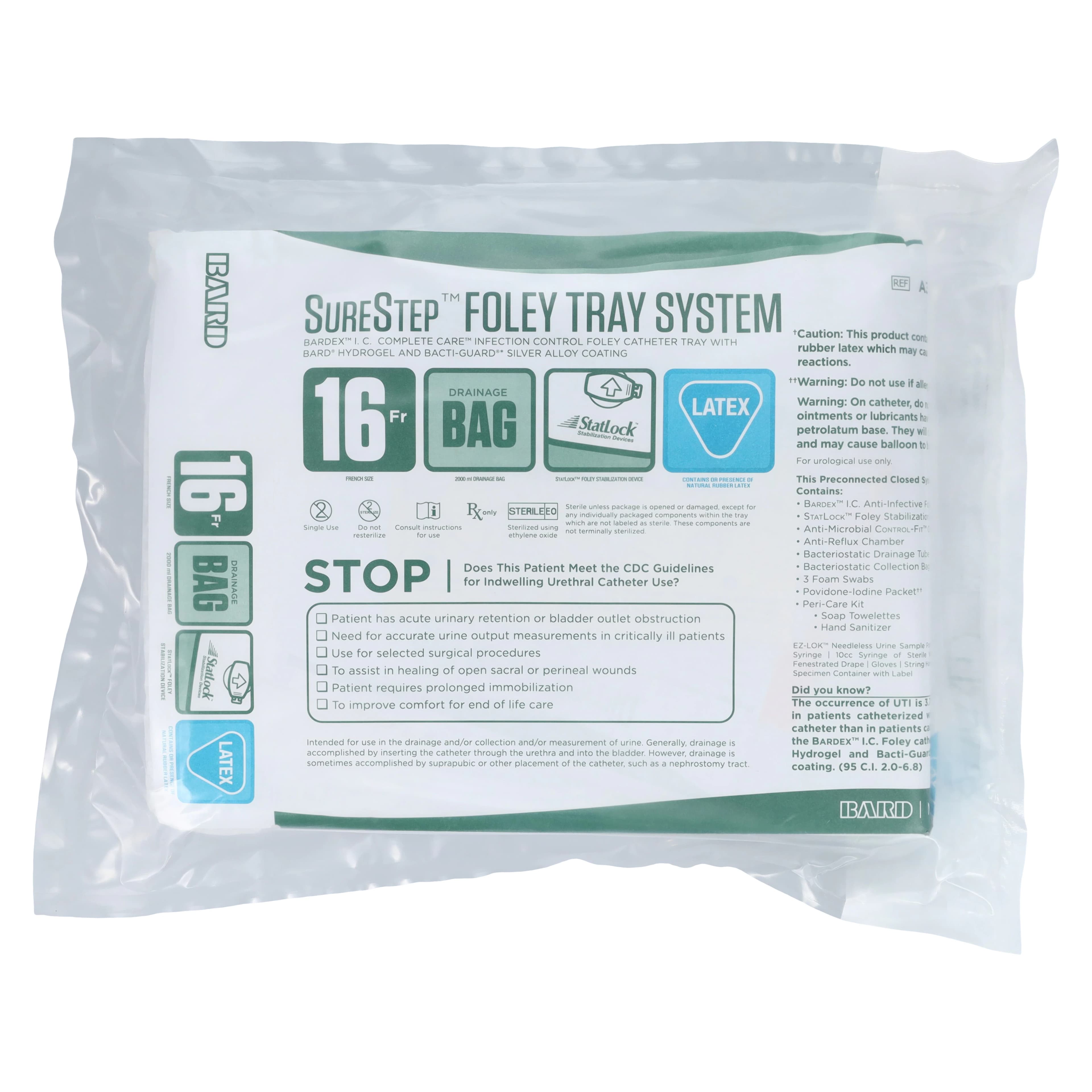 Bard Medical SureStep Foley Catheter Tray, 16 Fr - Tray Foley Catheter - Image 1