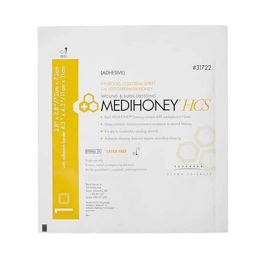 MediHoney HCS Polymer Pad Dressing, 2-4/5" x 2-4/5", Super Absorbent, 50/Case - Dressing MediHoney HCS - Image 1