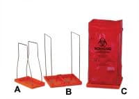 Bel-Art Clavies Biohazard Bag Holder, 14x14x27.2" Orange, Stainless Steel/Polypropylene, Autoclavable, Reusable, Large, Each - Holder Biohazard Bag Clavies - Image 1