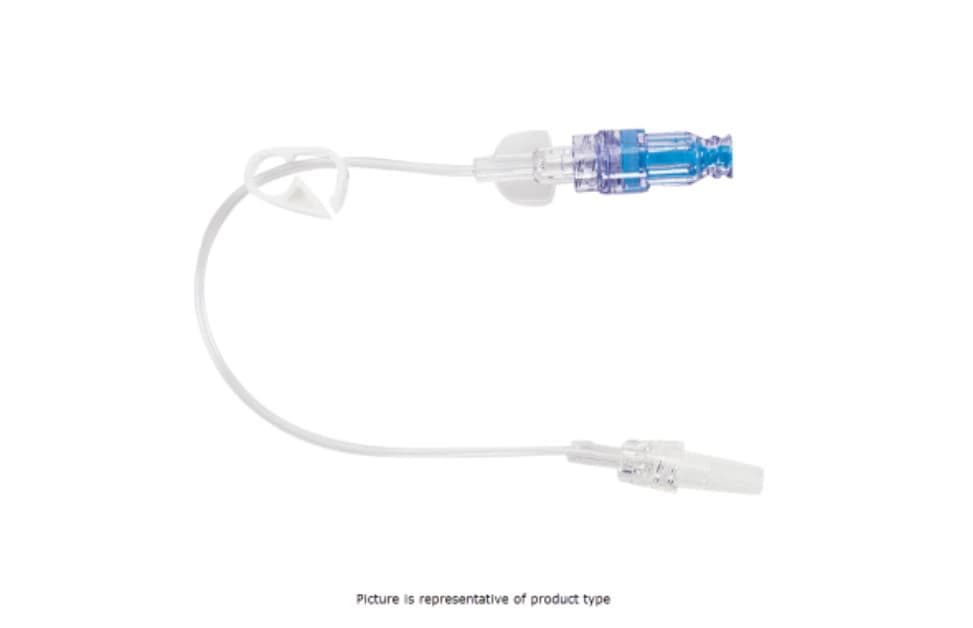CareFusion MaxZero Pressure Rated Extension Set, Needleless, 7" Spin Male Luer Lock, Slide Clamp, Removable Connector, Non-DEHP, Sterile, 50/Case - Extension Set Maxzero - Image 1