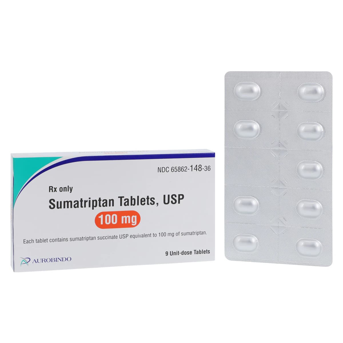 Sumatriptan Tablets, 100mg, Unit Dose, 9/Package - Sumatriptan Tablets - Image 1
