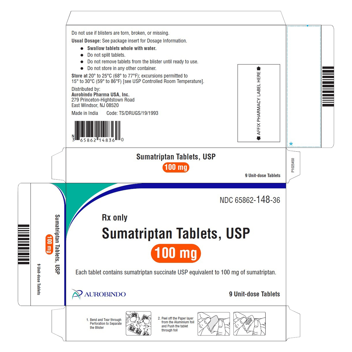 Sumatriptan Tablets, 100mg, Unit Dose, 9/Package thumbnail 2