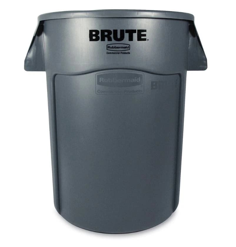 Rubbermaid Brute Trash Container, Gray, Plastic, No Lid, Each - Container Rubbermaid Wst Gray - Image 1