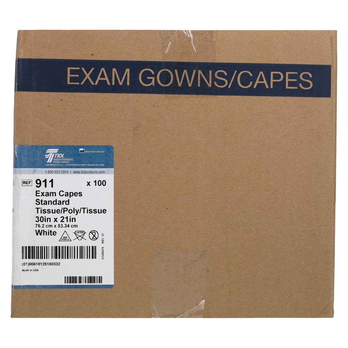 Tidi Products Exam Cape, Tissue/Poly/Tissue, Short Sleeves, Front/Back Opening, 30 in x 21 in, White, 100/Case thumbnail 3