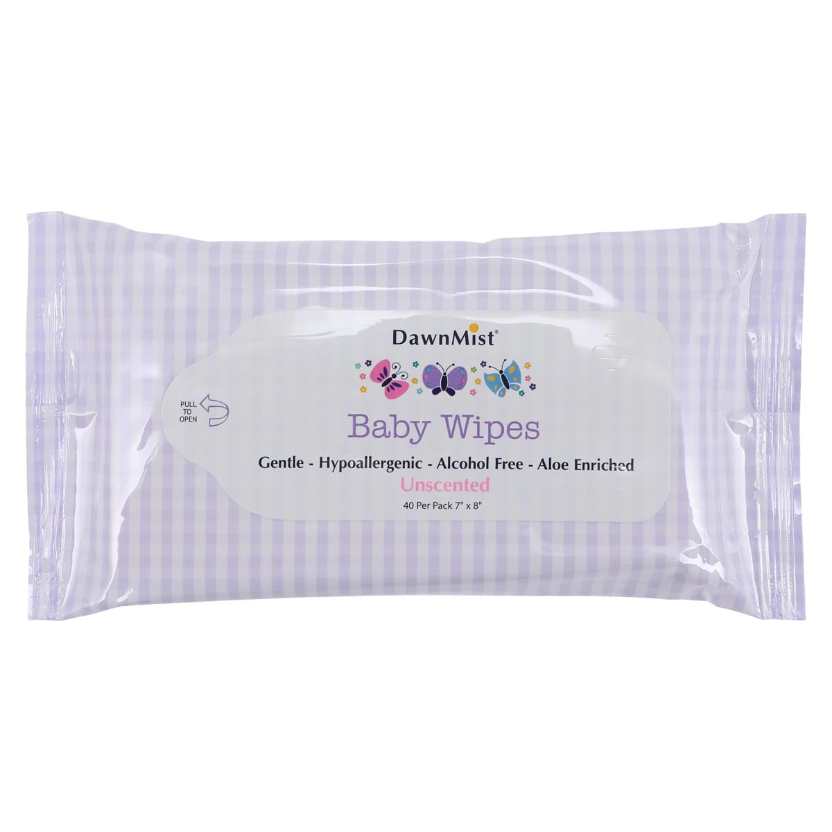 Dukal Baby Wipes, DawnMist Unscented, 40 Count Package - Wipes Baby DawnMist Unscented - Image 1