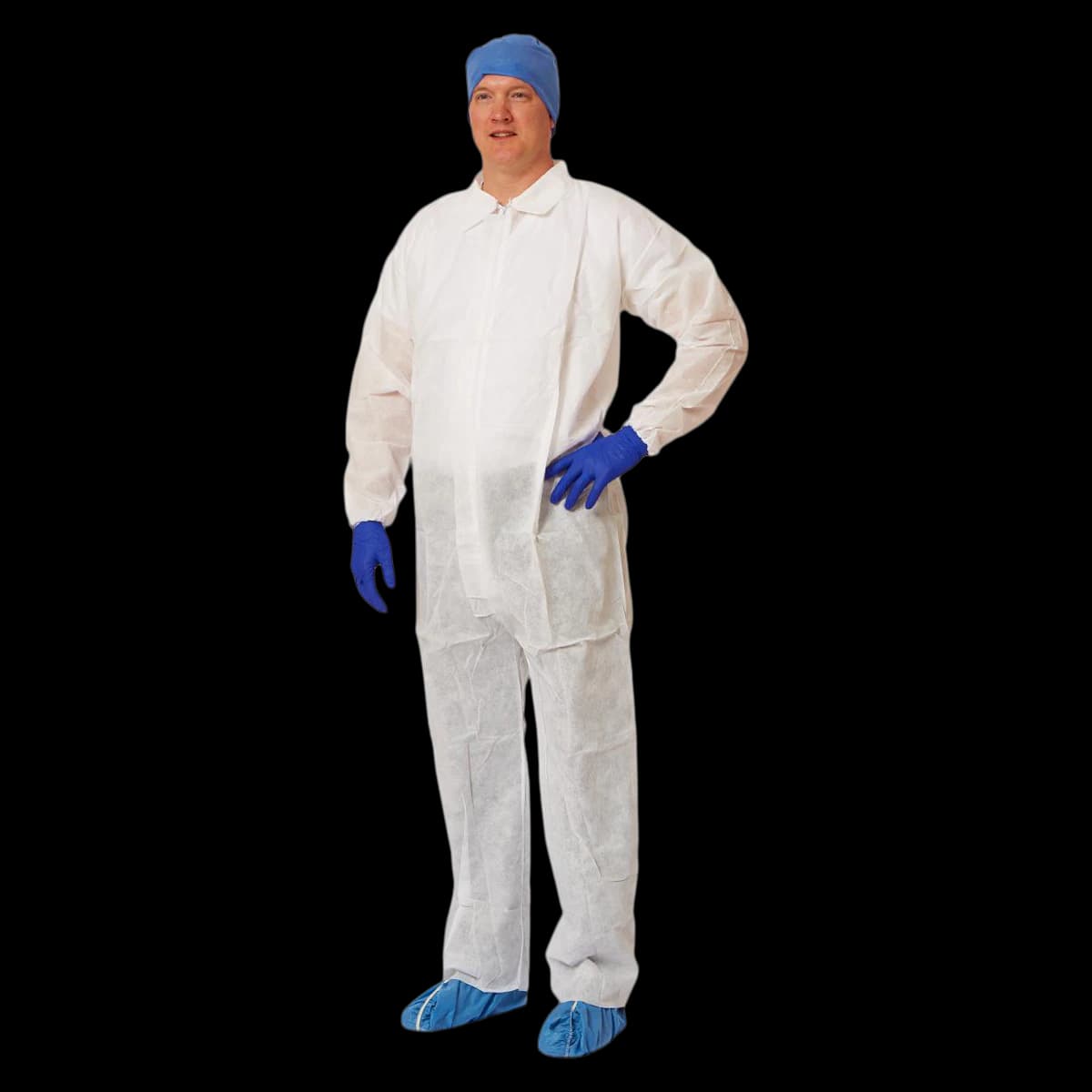 Medline Coverall Classic Disposable Staff Coverall, X-Large, White, Long Sleeves, 25/Case - Coverall Classic - Image 1