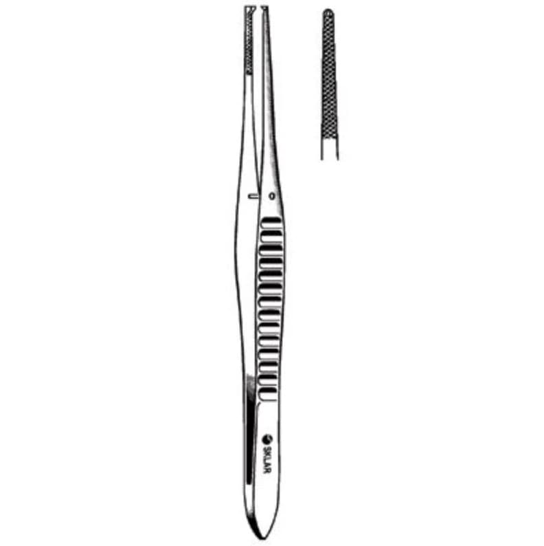Gillies Tissue Forceps, Straight, 6", 1x2 Serrated Tips, Stainless Steel - Forcep Gillies 1x2 Serrated - Image 1
