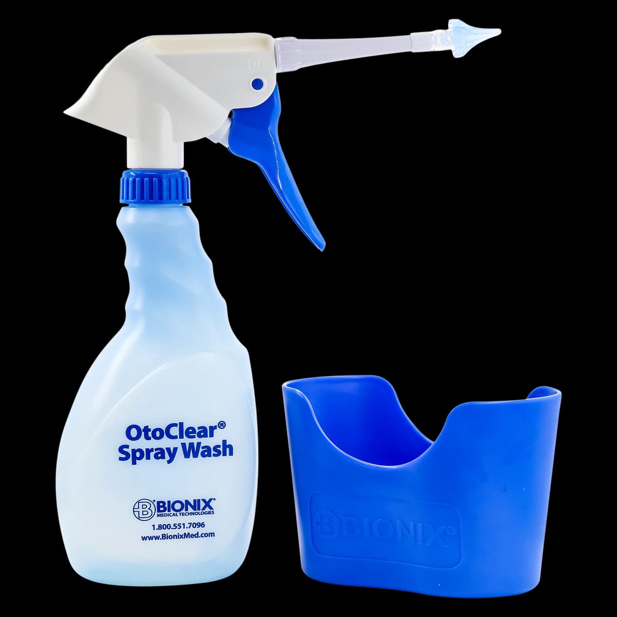Bionix OtoClear Ear Wax Removal Spray Wash Bottle, 500 mL, with 5 Tips and Basin - OtoClear Spray Bott W/5 Tips - Image 1