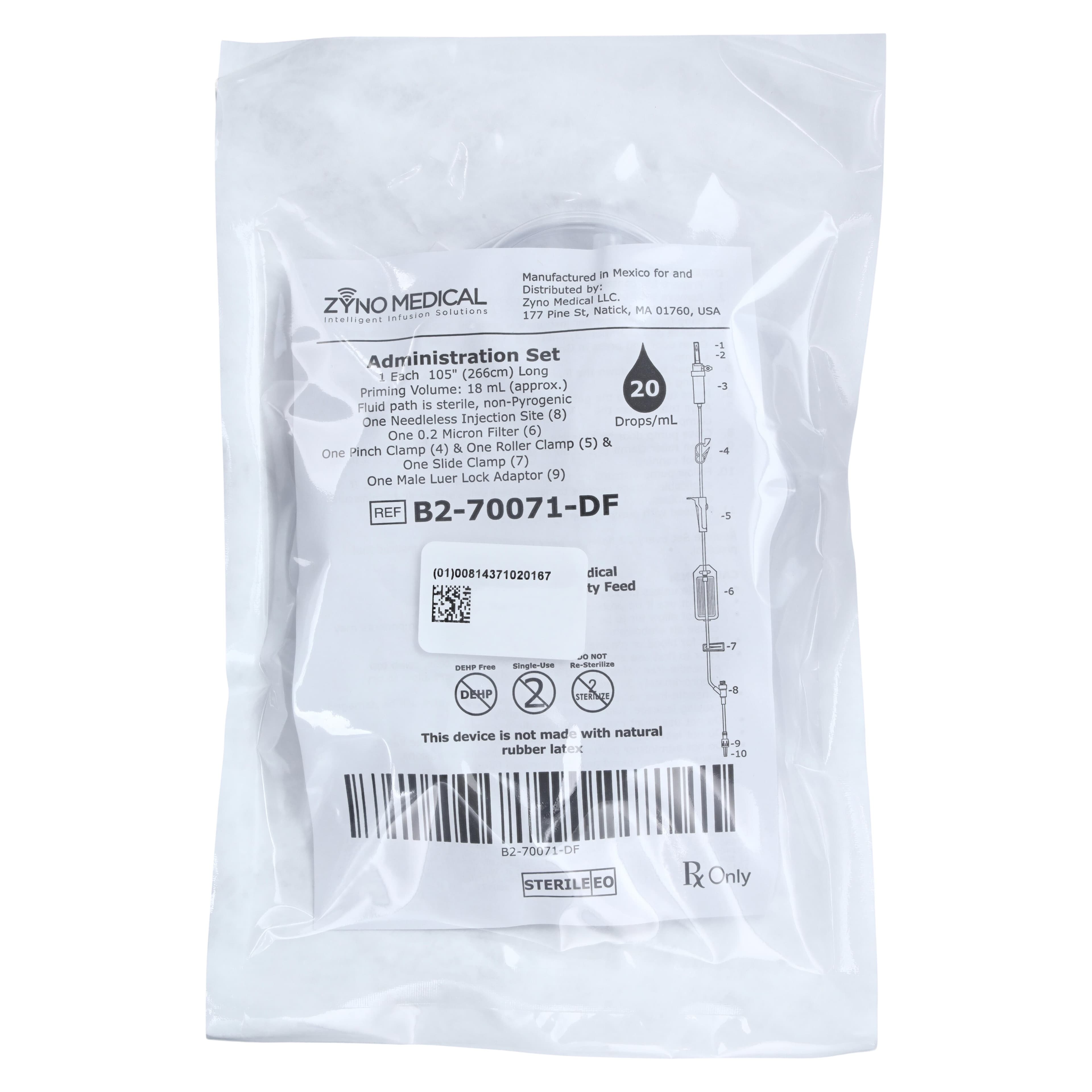 Intuvie IV Administration Set with 0.2 Micron Filter, Needleless Y-Injection Site, 20 Drop/mL, 18mL Priming Volume, 105" Male Luer Lock, 50/Case thumbnail 3